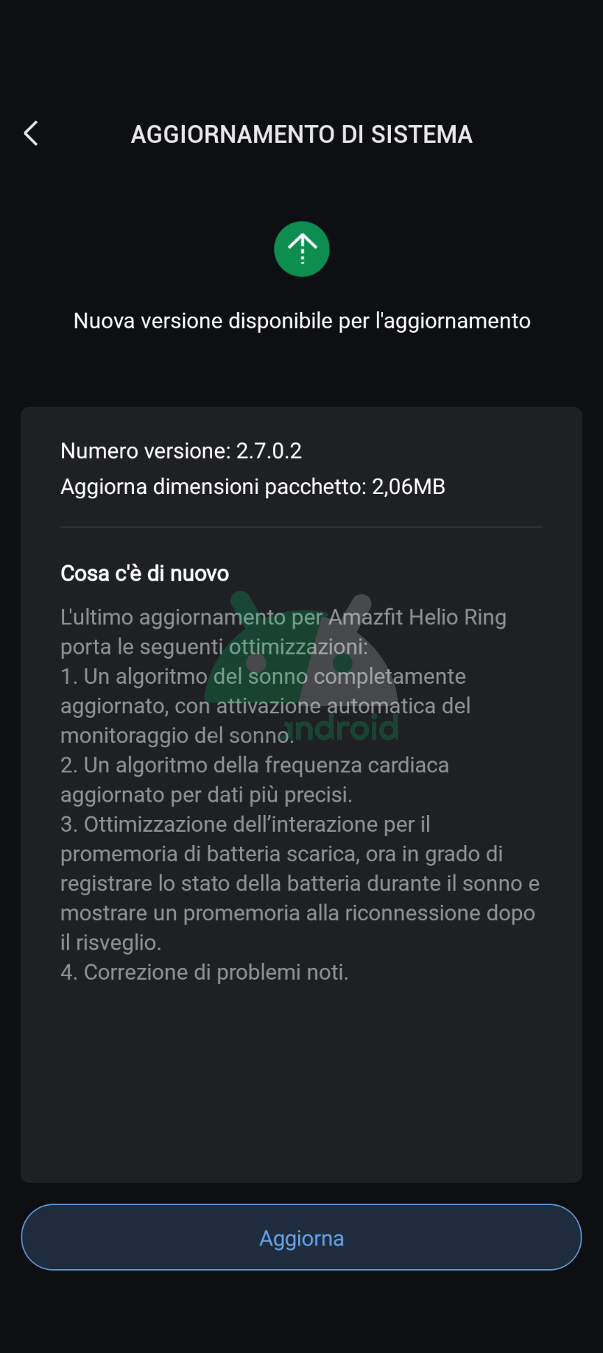 novità aggiornamento Amazfit Helio Ring 2.7.0.2