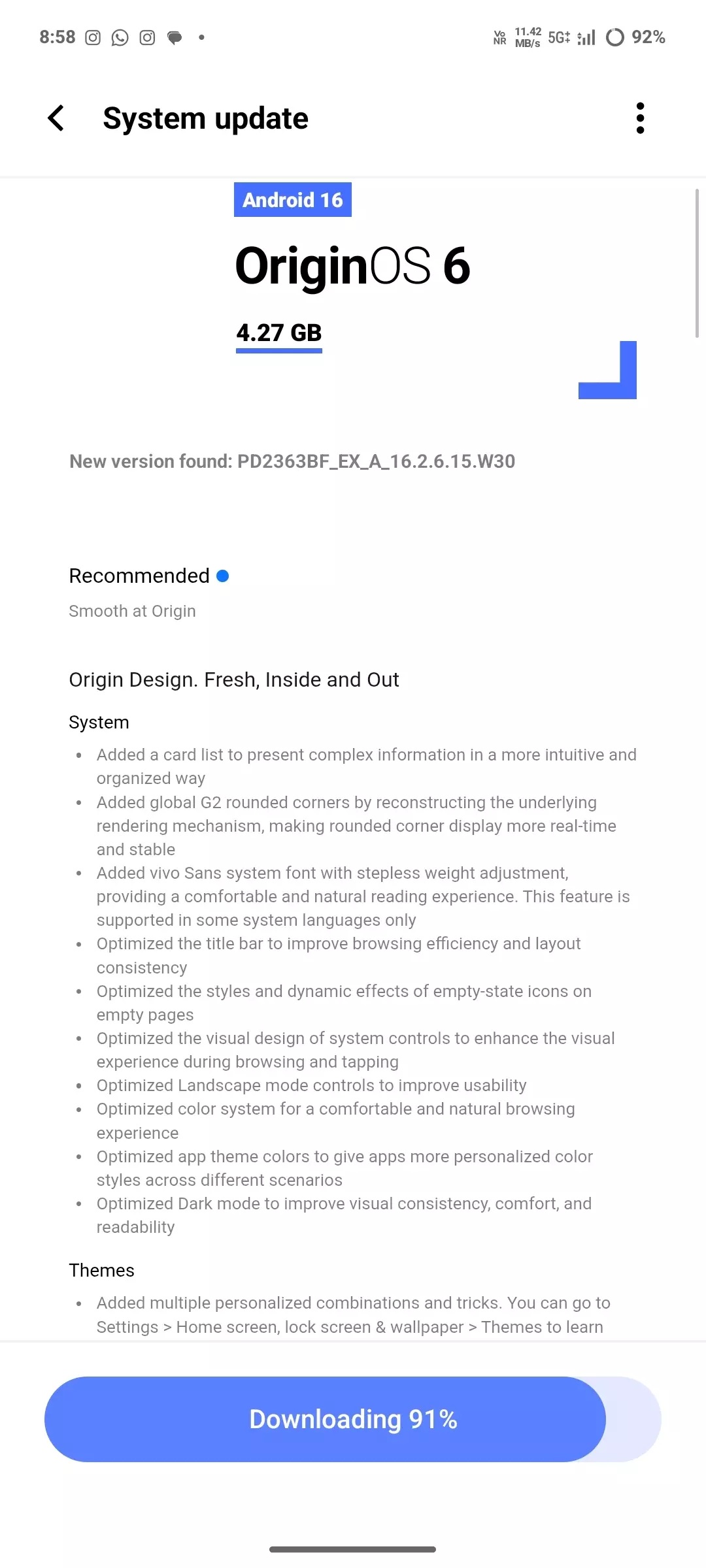 Vivo V40 5G - OriginOS 6 Android 16 RC