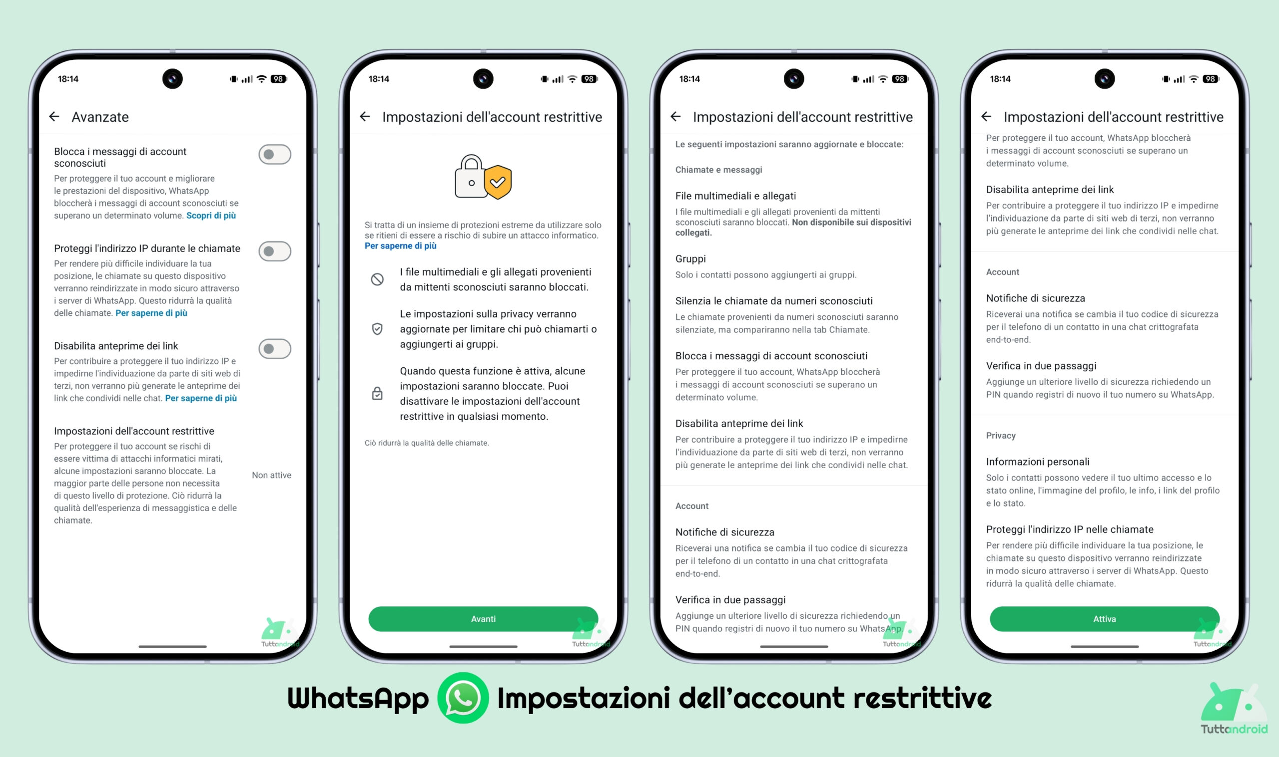 WhatsApp - Avanzate - Impostazioni dell'account restrittive