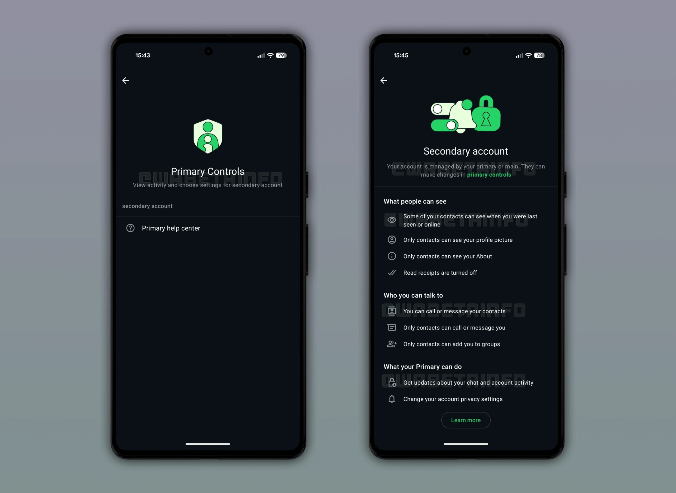 WhatsApp Beta parental control