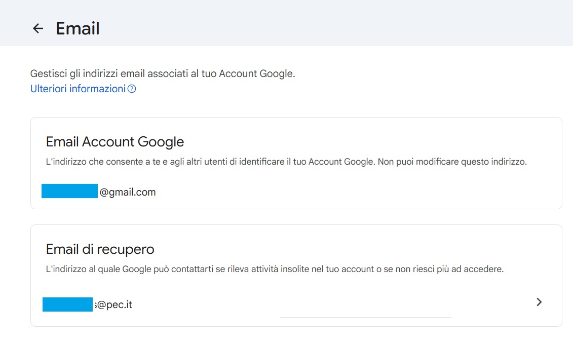 cambio indirizzo gmail