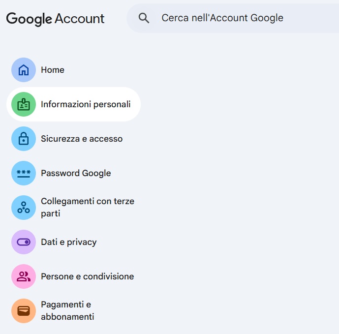 informazioni google account