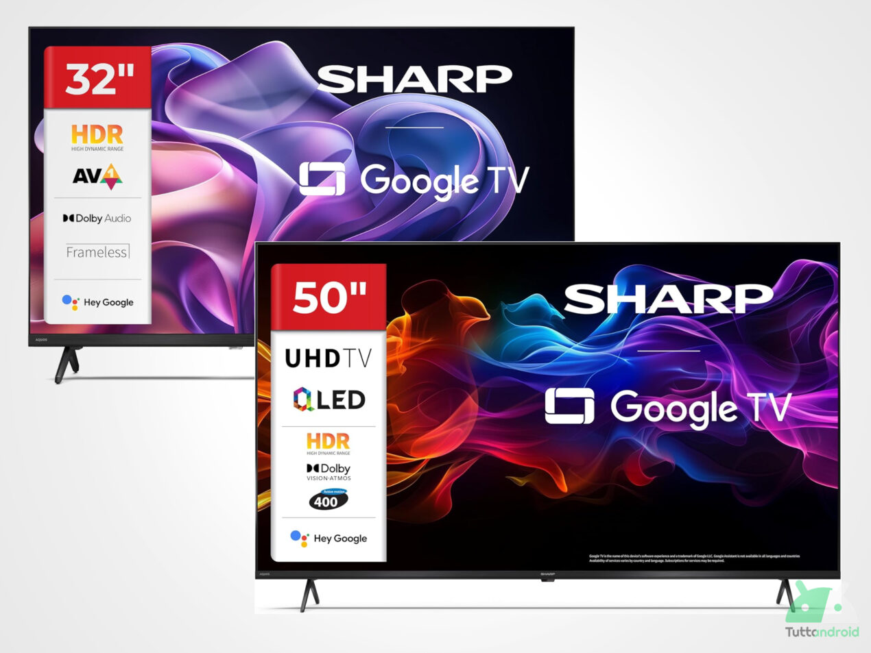 Design frameless e Google TV: sconto Amazon su due modelli Sharp da 32 e 50 pollici