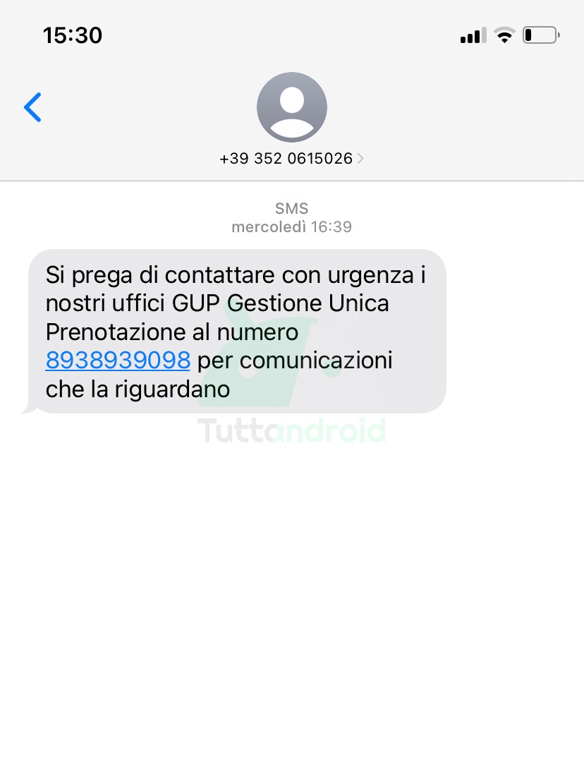 truffa via SMS