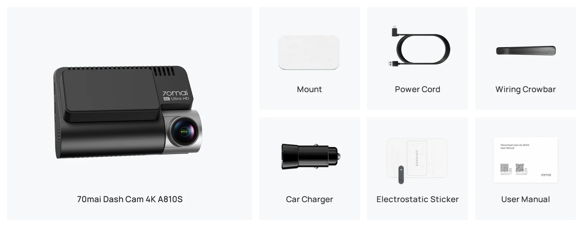 70mai Dash Cam 4K A810S - Contenuto confezione di vendita