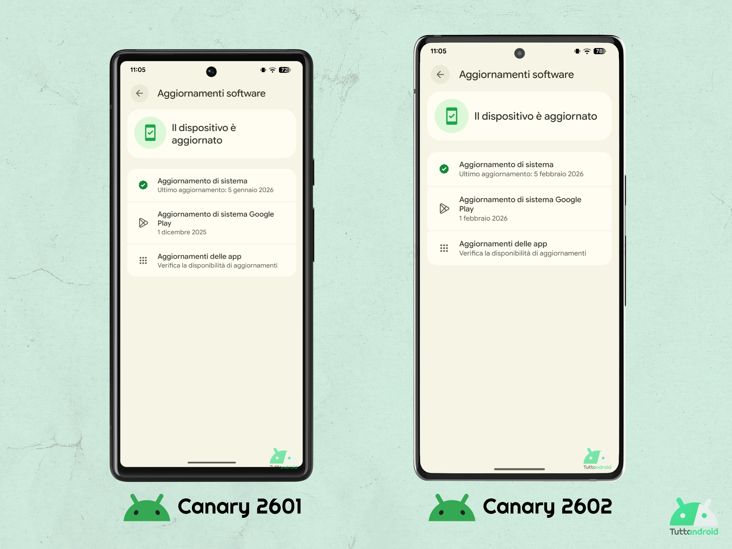 Android CANARY 2602 - Aggiornamento di sistema Google Play - 1 febbraio 2026