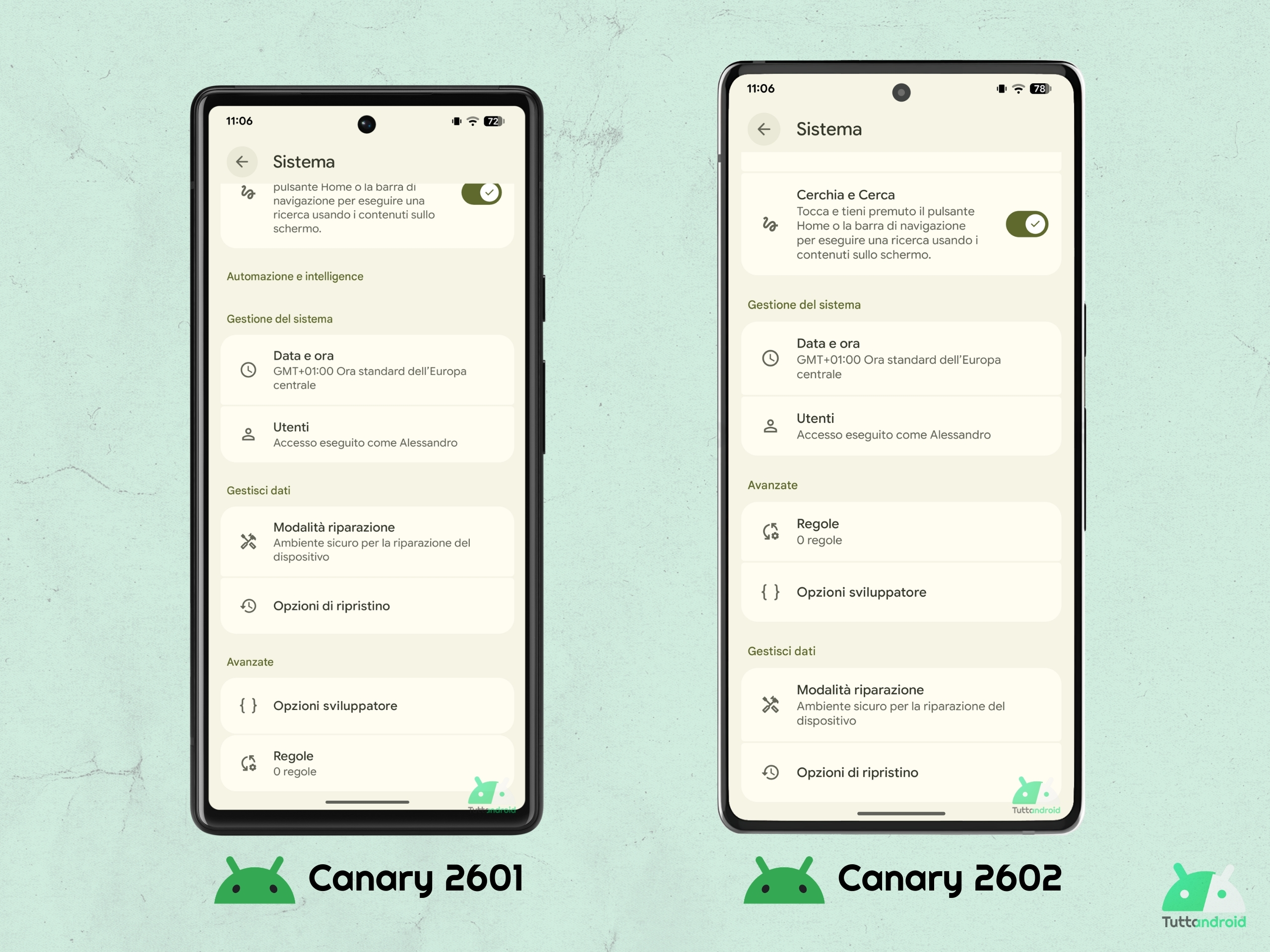 Android CANARY 2602 - Impostazioni - Sistema