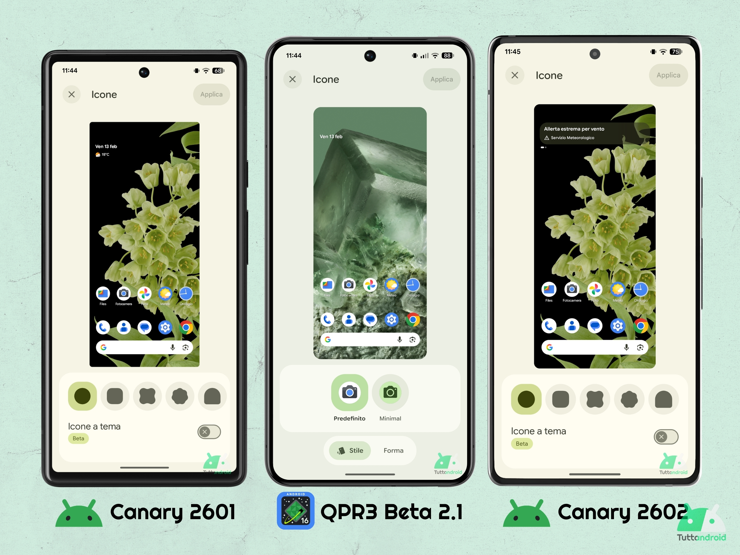 Android CANARY 2602 - Sfondo e stile - Schermata Home - Icone