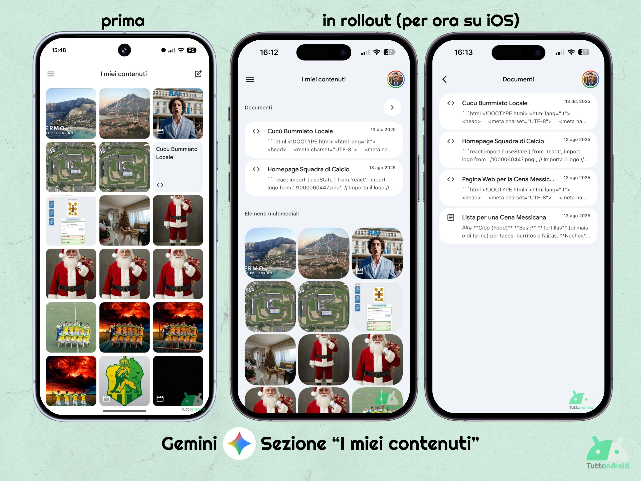 App Gemini - Sezione i miei contenuti suddivisa iOS