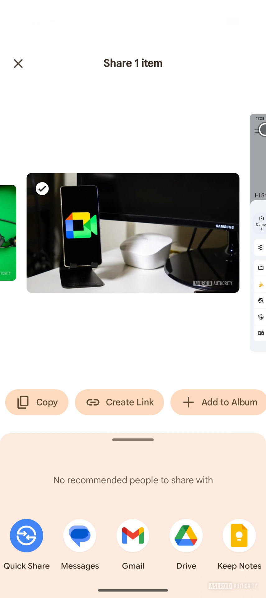 Google Foto v7.63 - Pulsante Copia nel foglio di condivisione AA