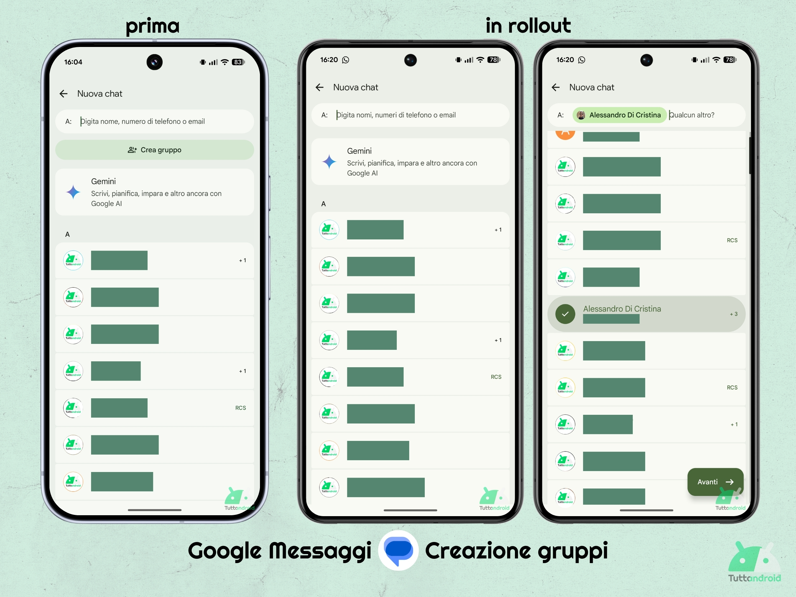 Google Messaggi v20260220 beta - Creazione gruppo