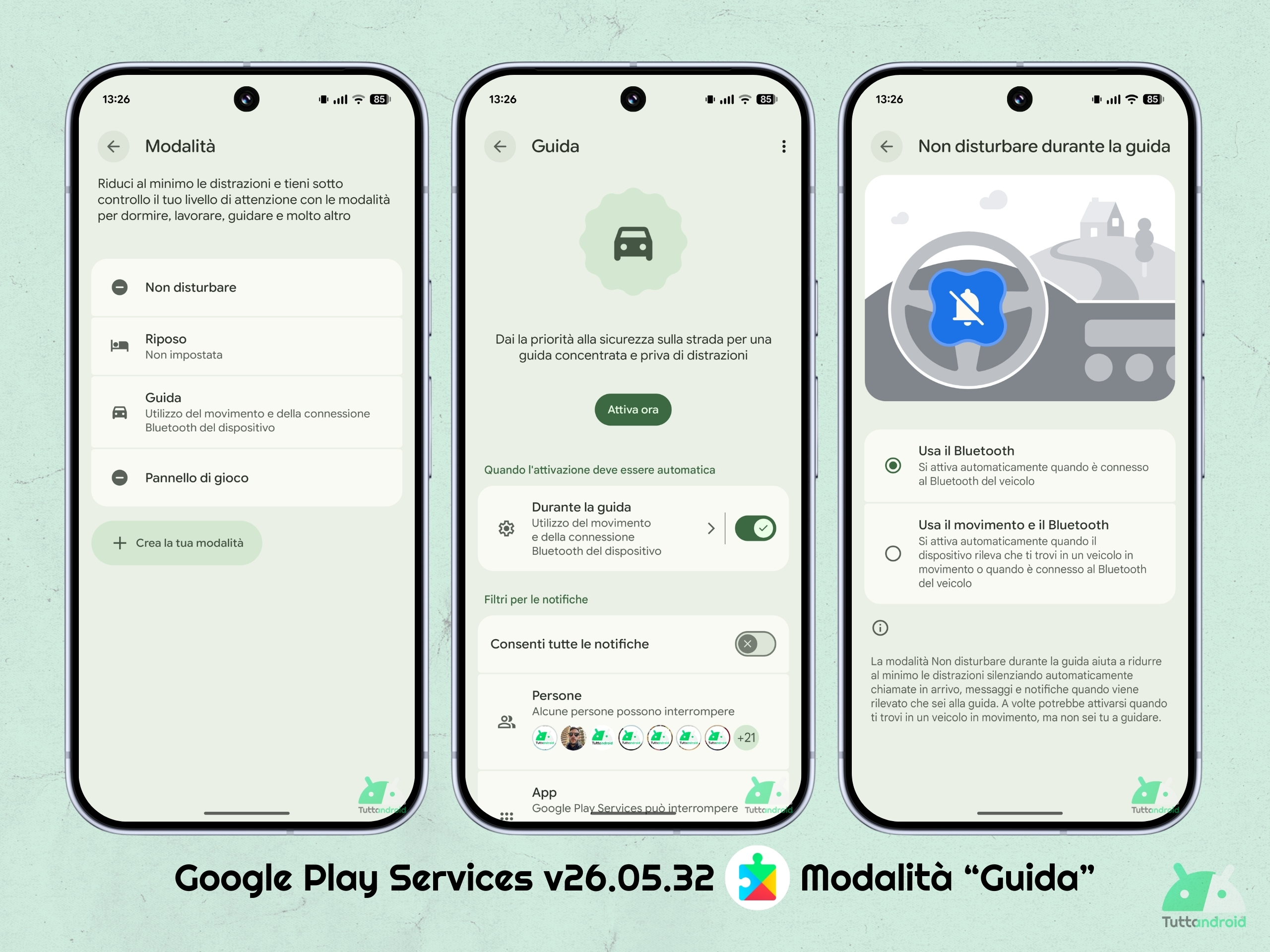 Google Play Services v26.05.32 - Modalità Guida