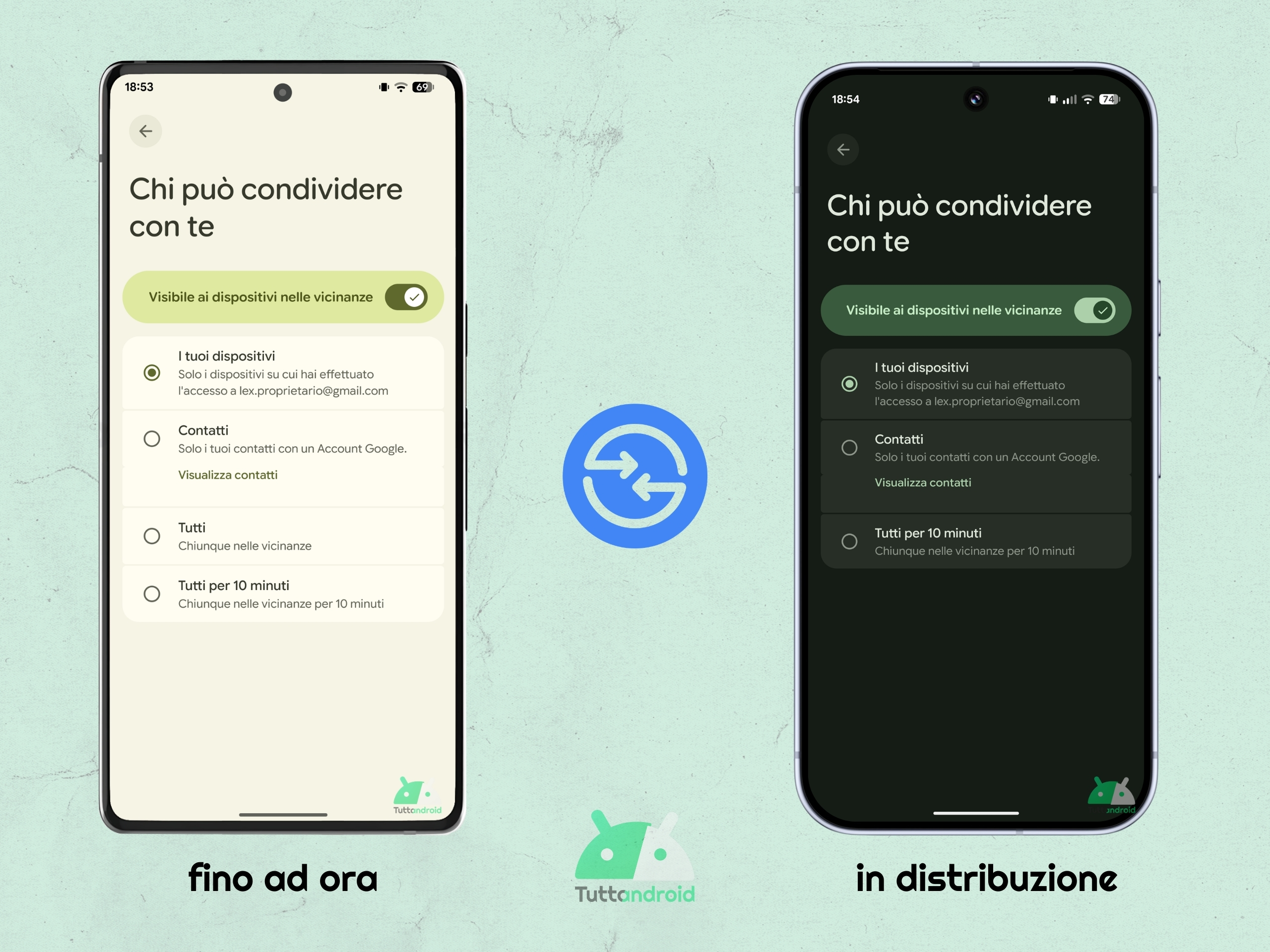 Google Play Services v26.05.32 - Quick Share senza opzione Tutti