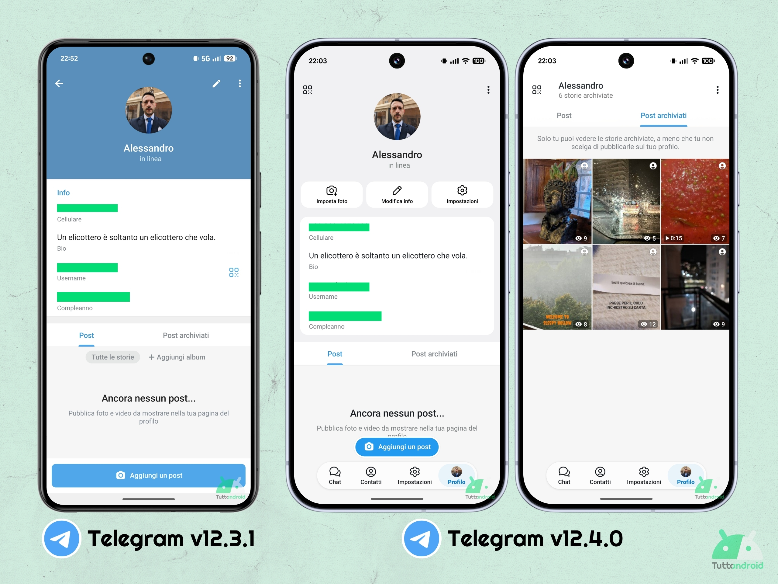 Telegram v12.4.0 - Nuova UI - 04 Profilo