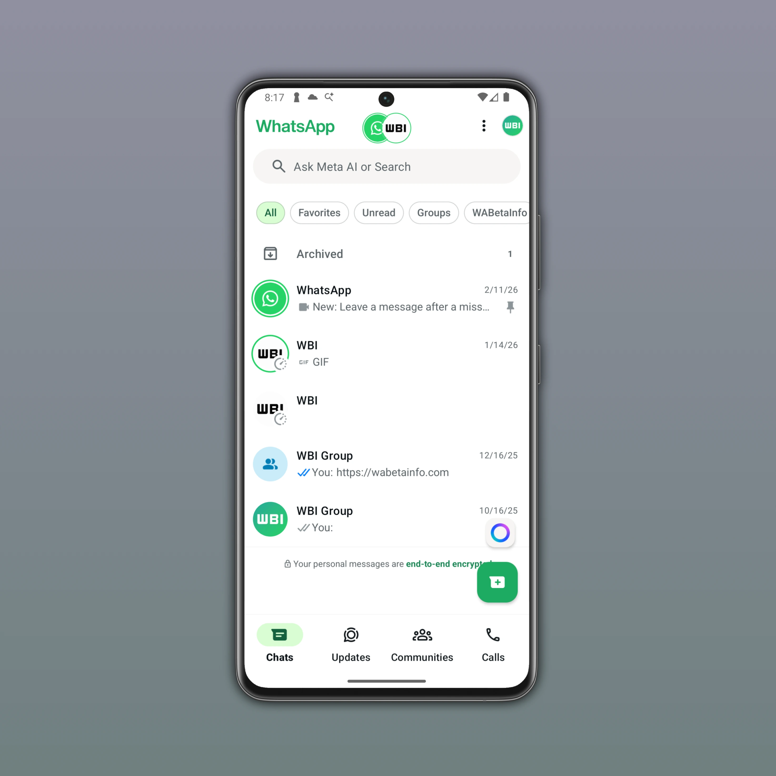 whatsapp beta aggiornamenti di stato barra degli strumenti anteprima