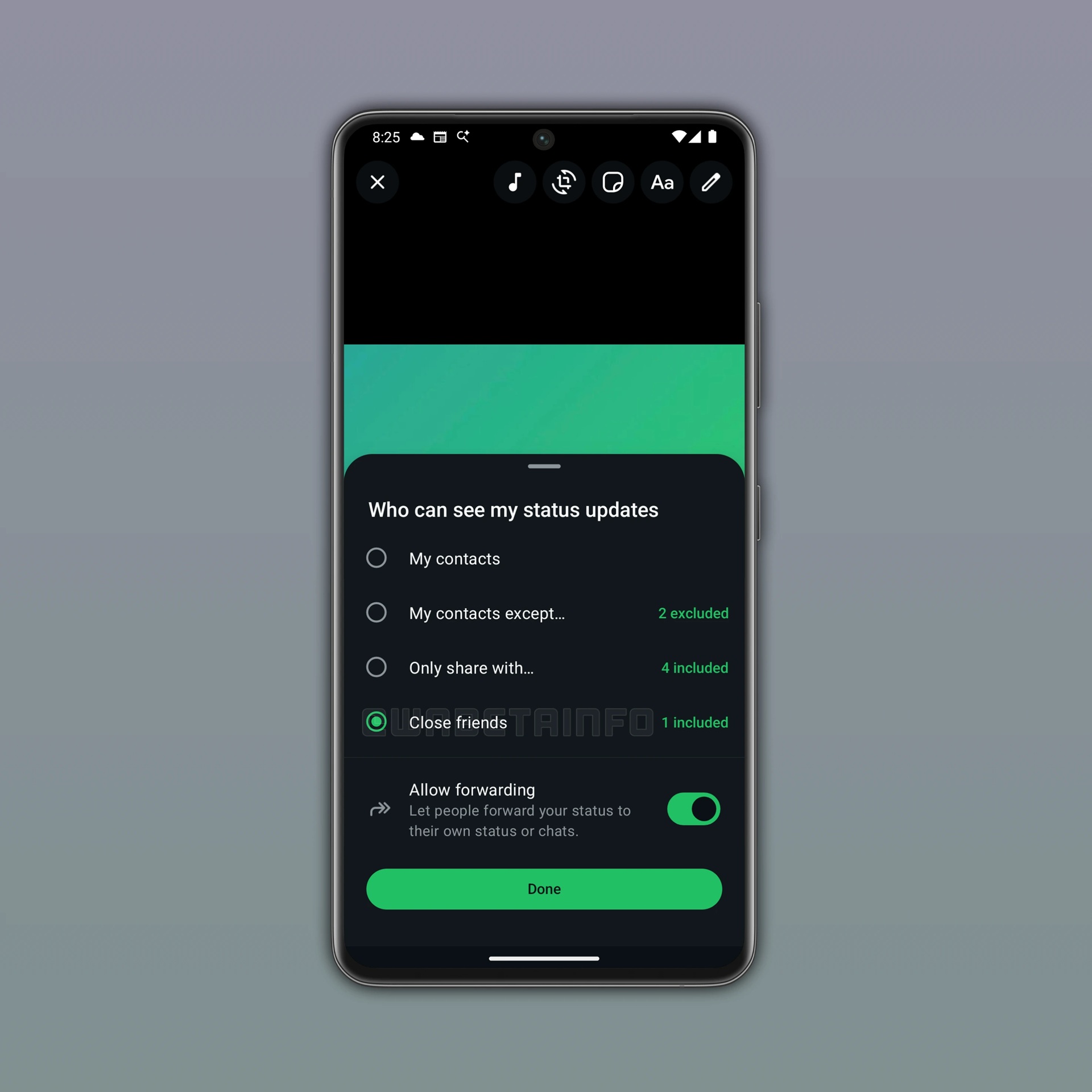 WhatsApp Beta v2.26.5.13 - Amici più stretti per lo stato WBI