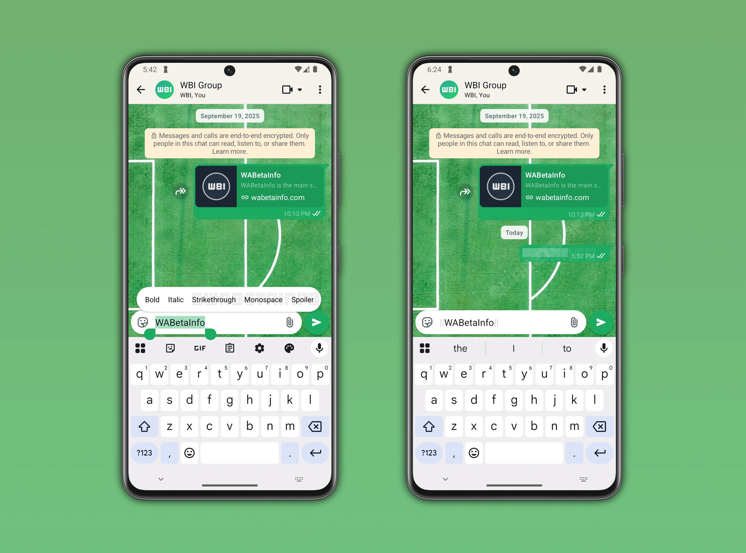 WhatsApp Beta v2.26.7.10 - Formattazione spoiler WBI