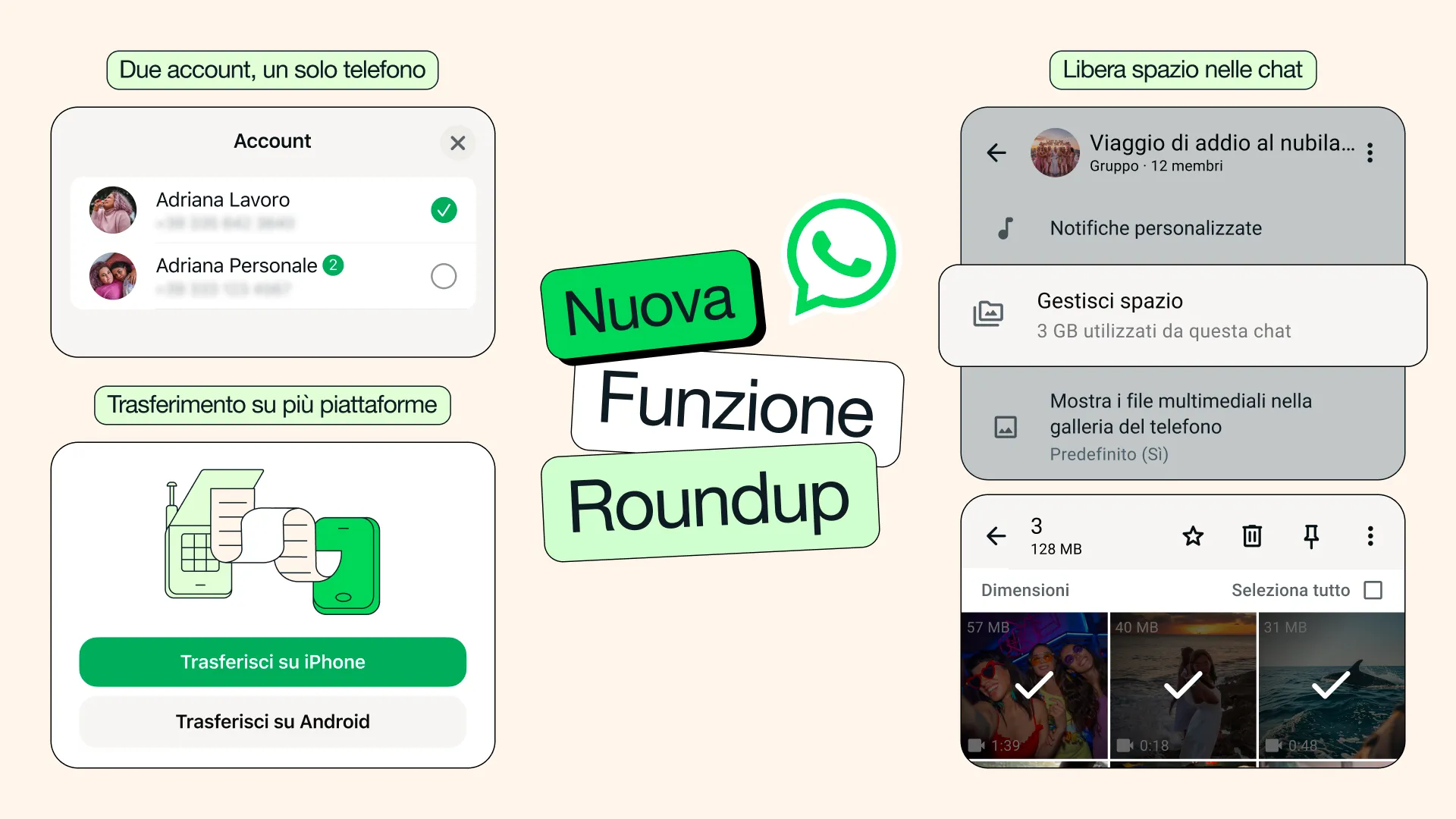 WhatsApp novità bozze AI, trasferimento chat multipiattaforma 