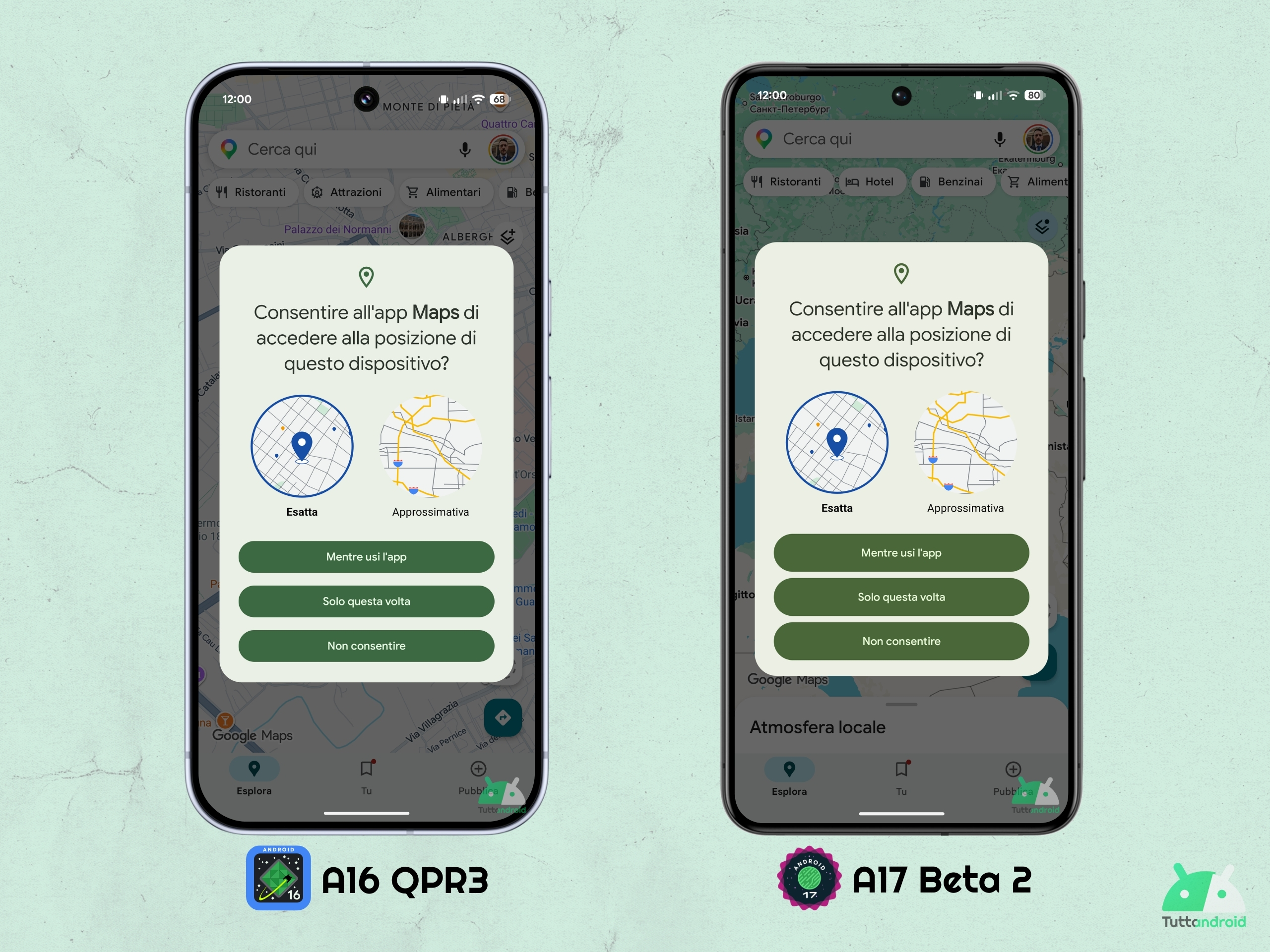 Android 17 - Beta 2 - Pulsanti finestre di dialogo