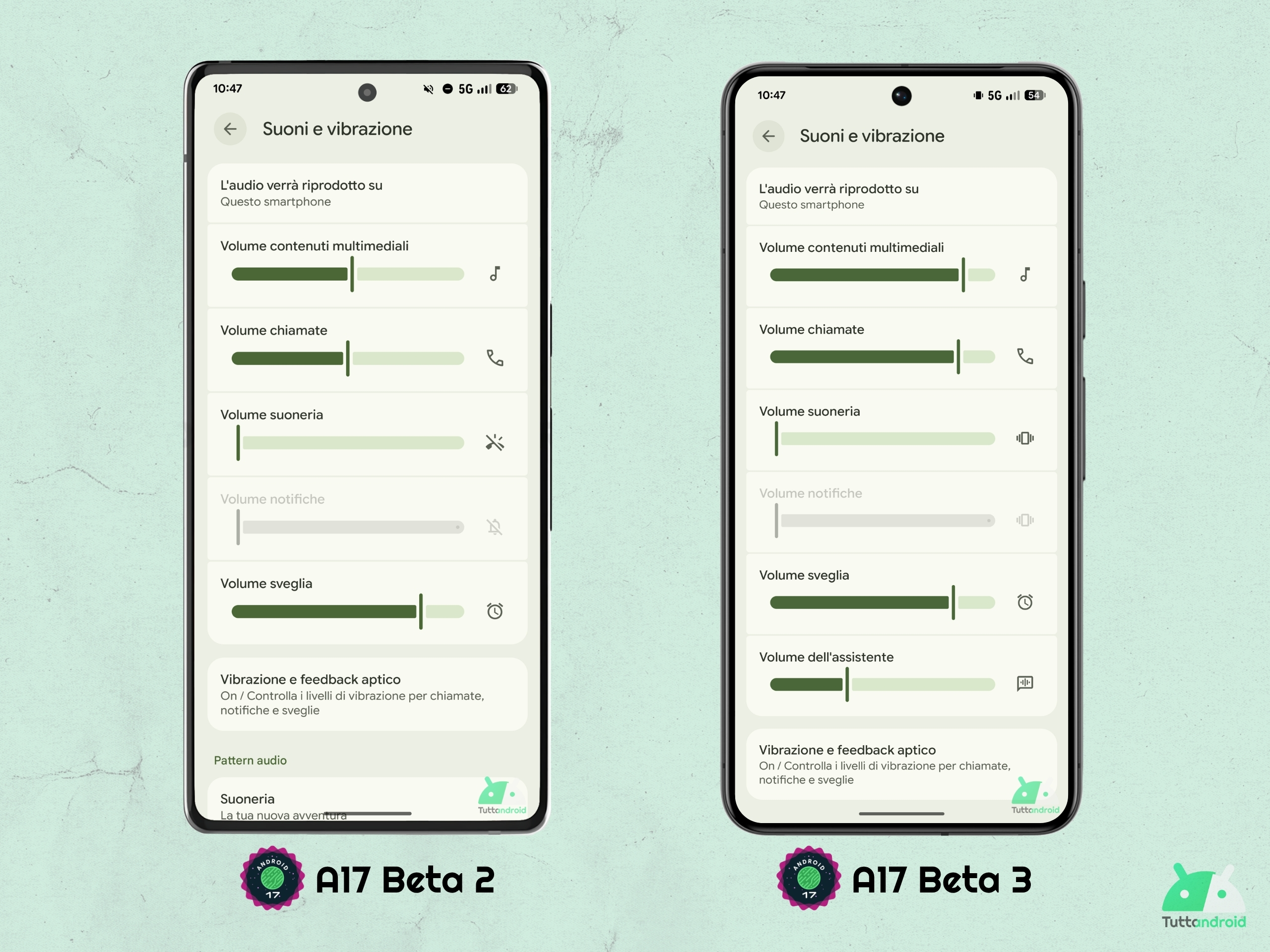 Android 17 - Beta 3 - Impostazioni - Suoni e vibrazione - Volume assistente