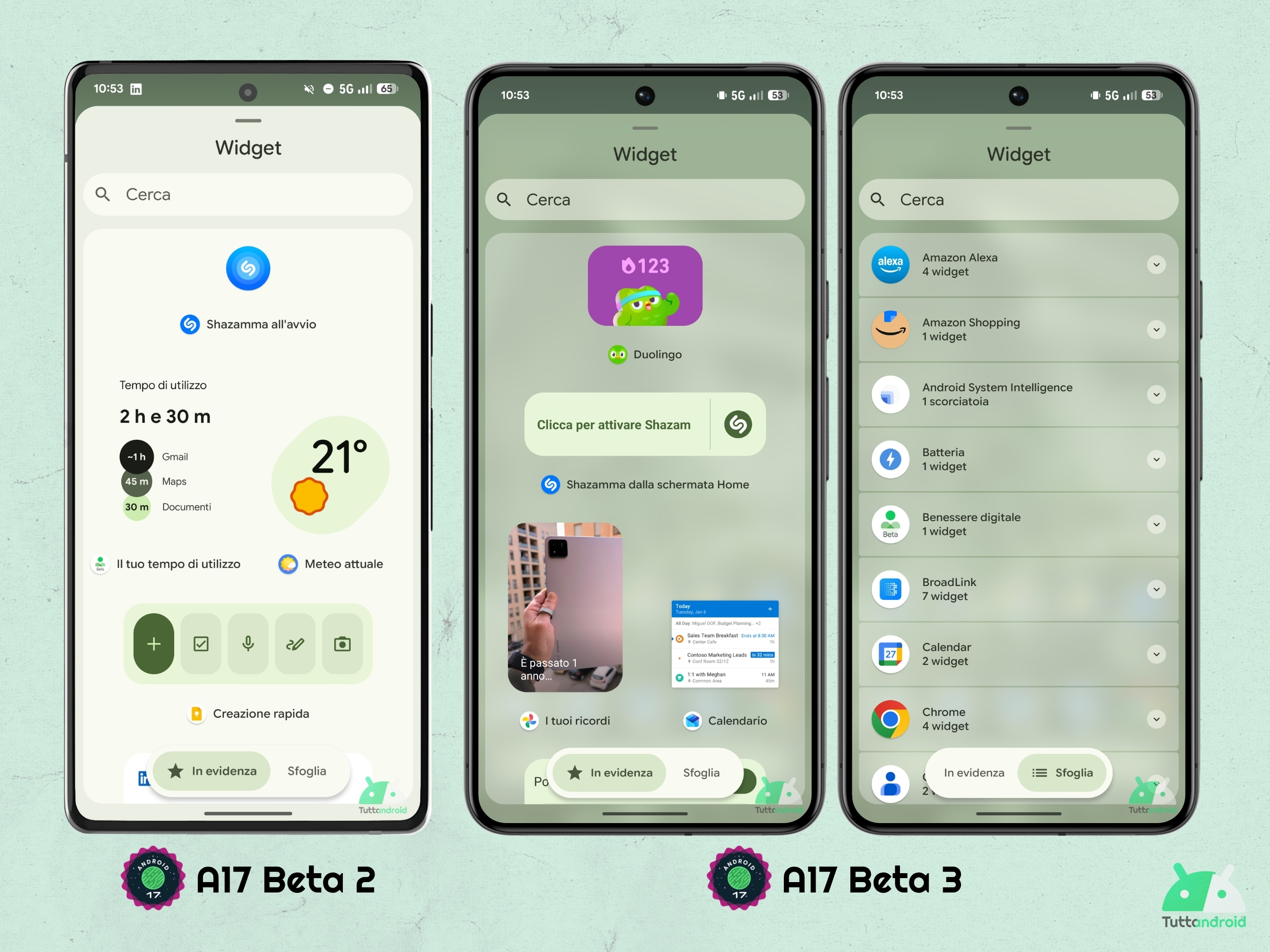 Android 17 - Beta 3 - Pannello widget - Sfocatura