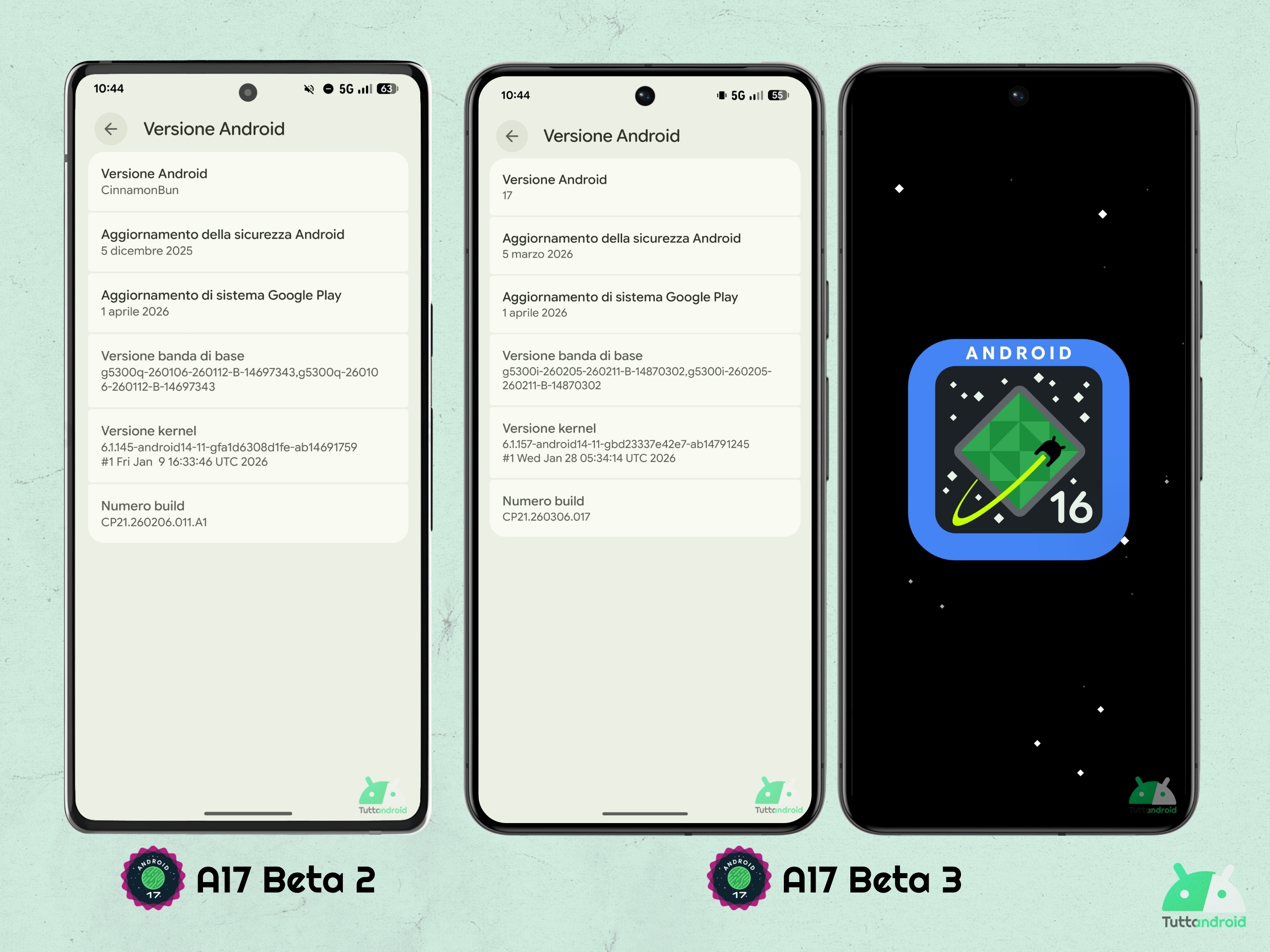 Android 17 - Beta 3 - Versione Android ma niente easter egg