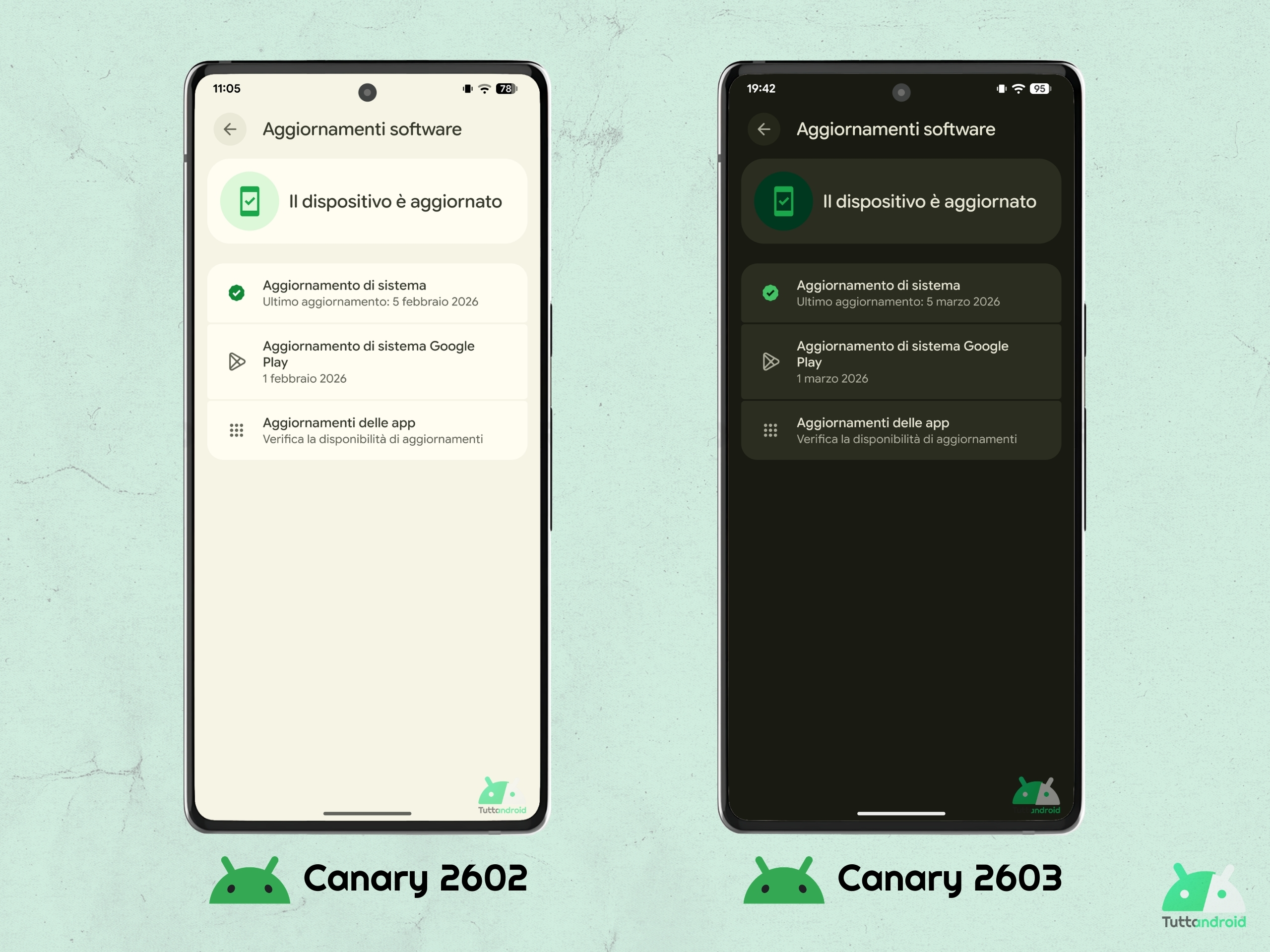 Android CANARY 2603 - Aggiornamento di sistema Google Play
