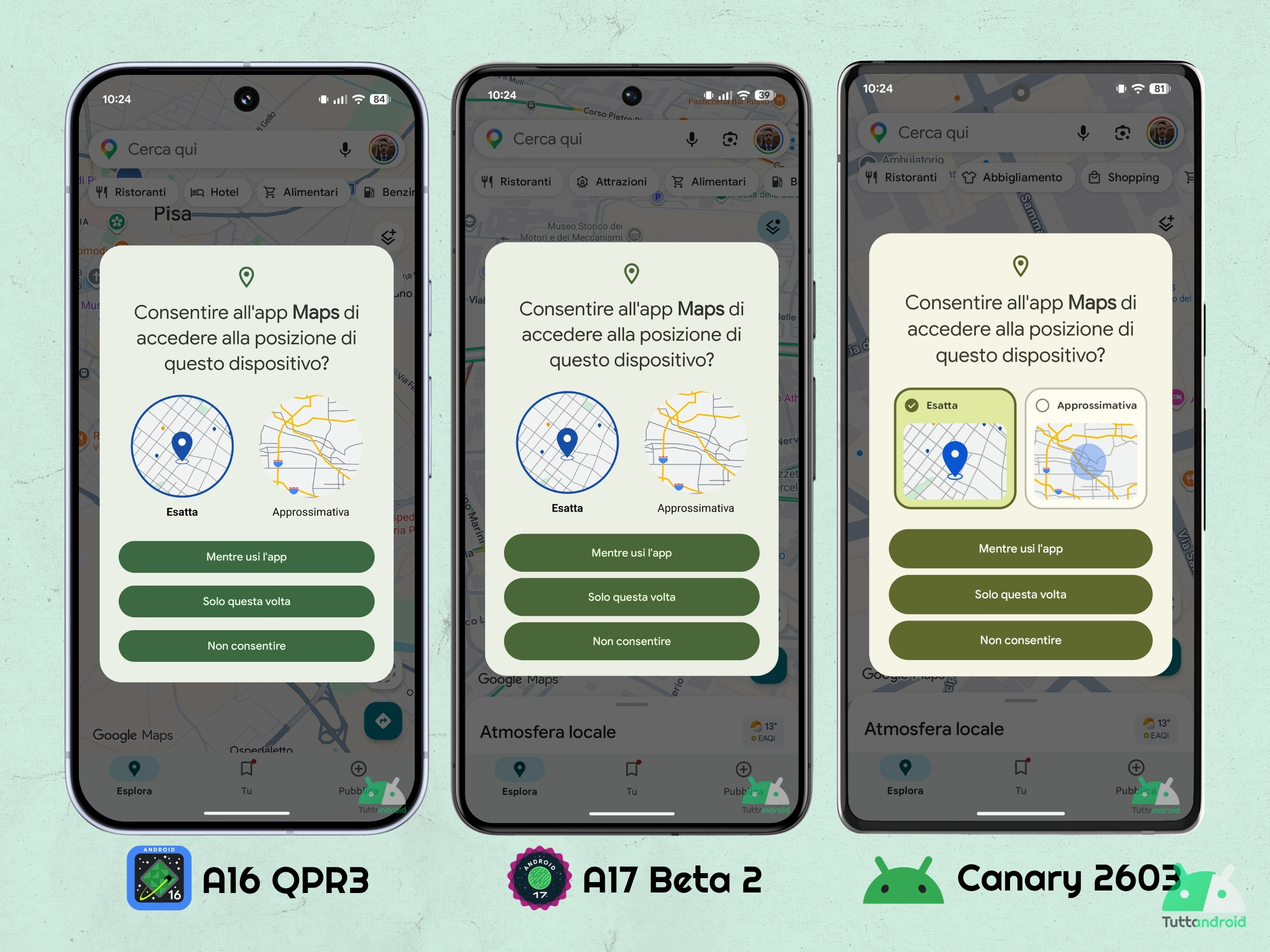 Android CANARY 2603 - Finestre di dialogo posizione esatta