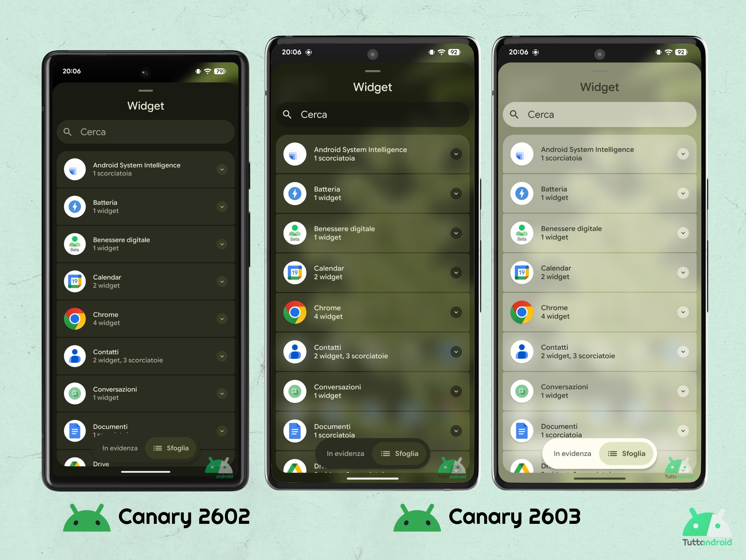 Android CANARY 2603 - Pixel Launcher - Maggiore trasparenza
