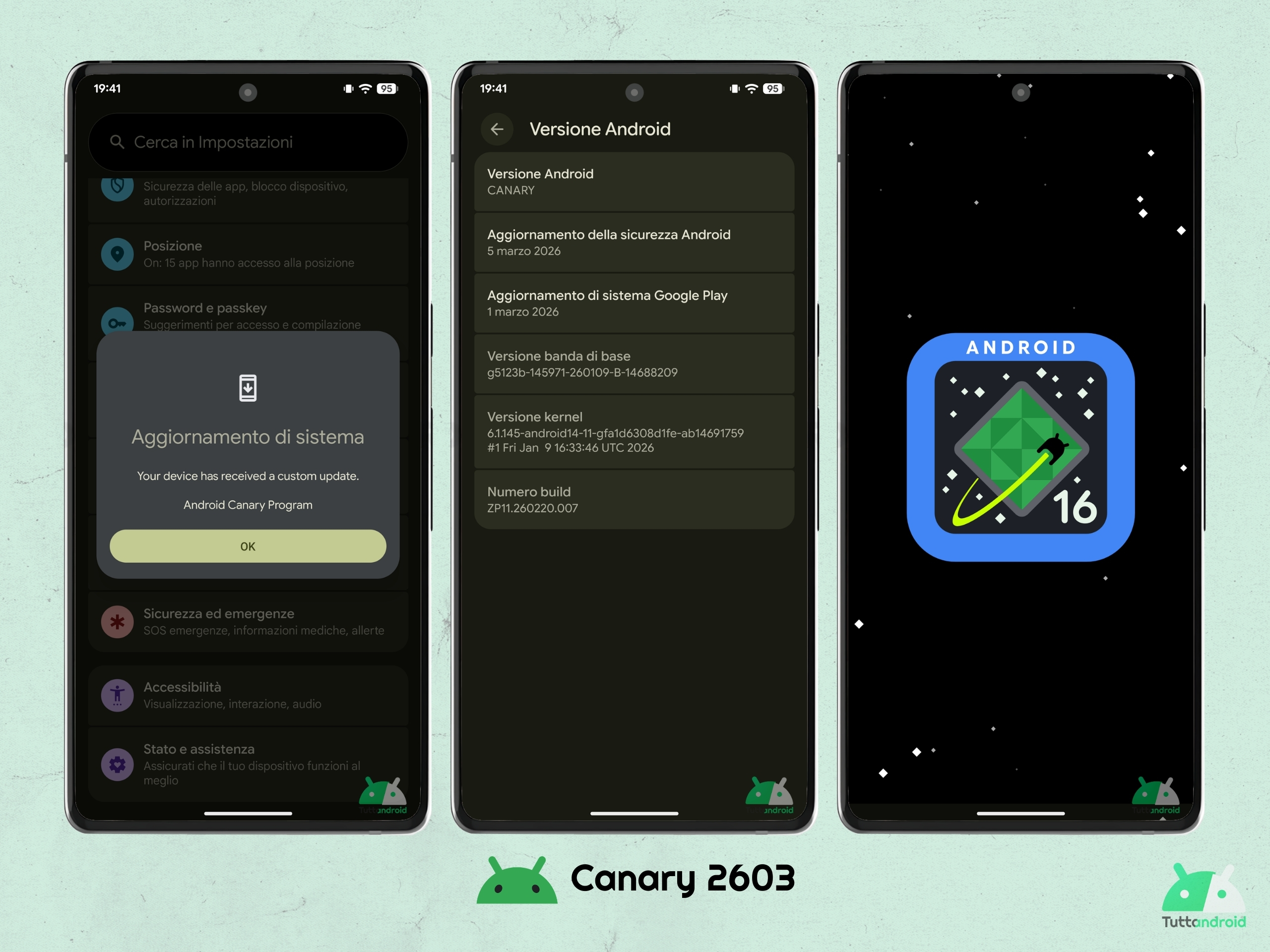Android CANARY 2603 - Schermate post aggiornamento tta