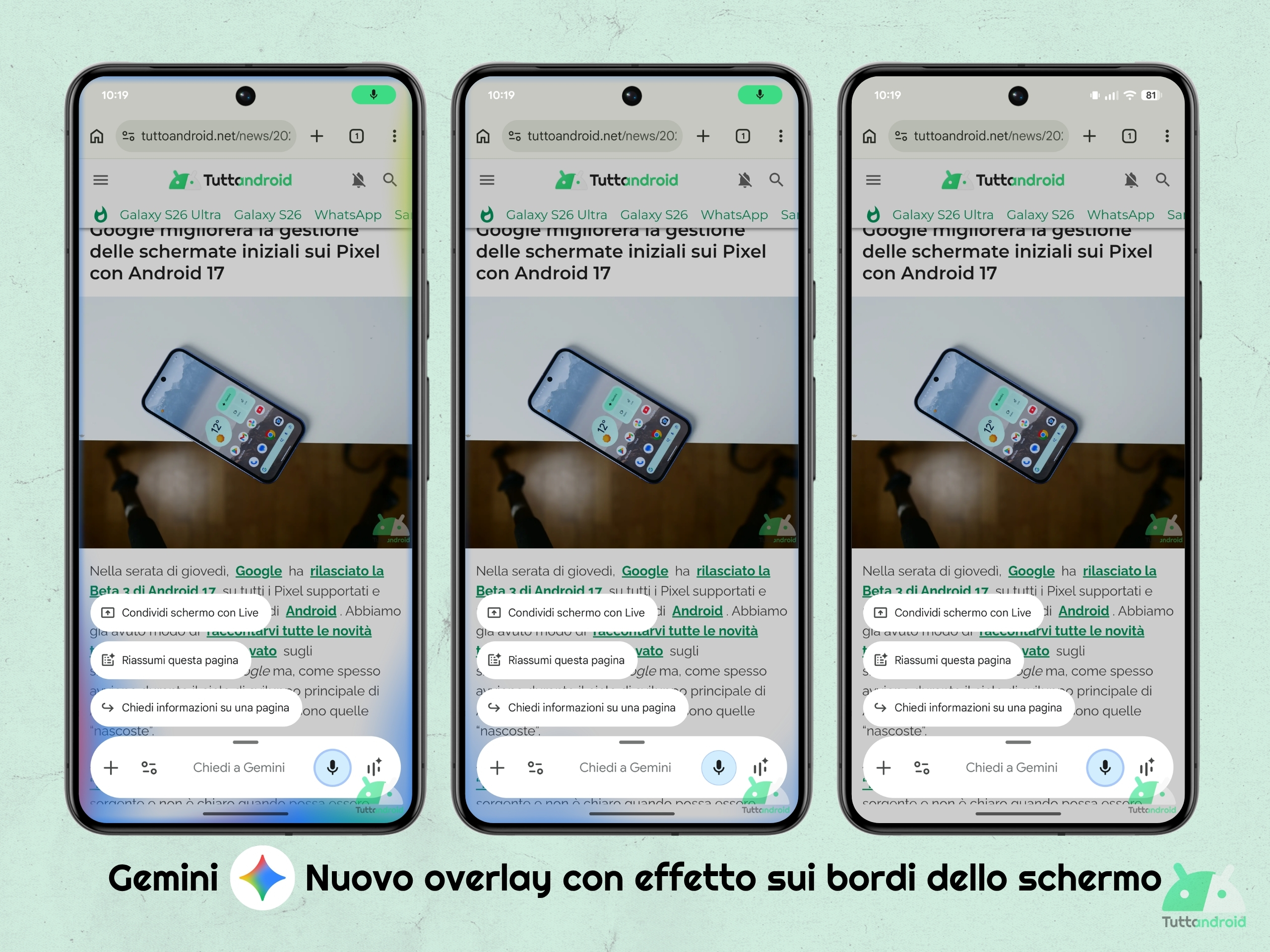 Gemini - nuovo overlay con effetto a bordo schermo marzo 2026
