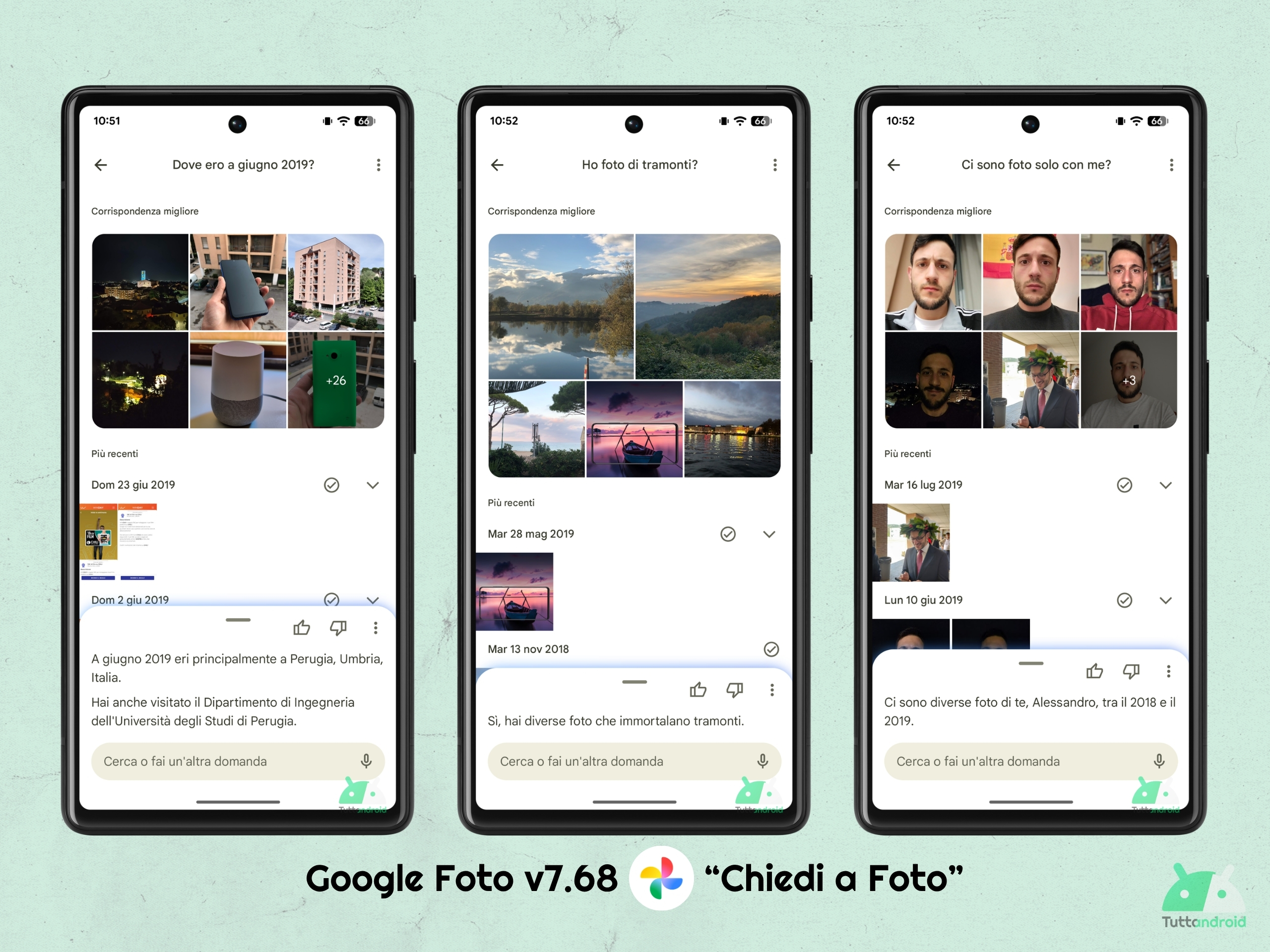 Google Foto v7.68 - Chiedi a Foto con Gemini esempi