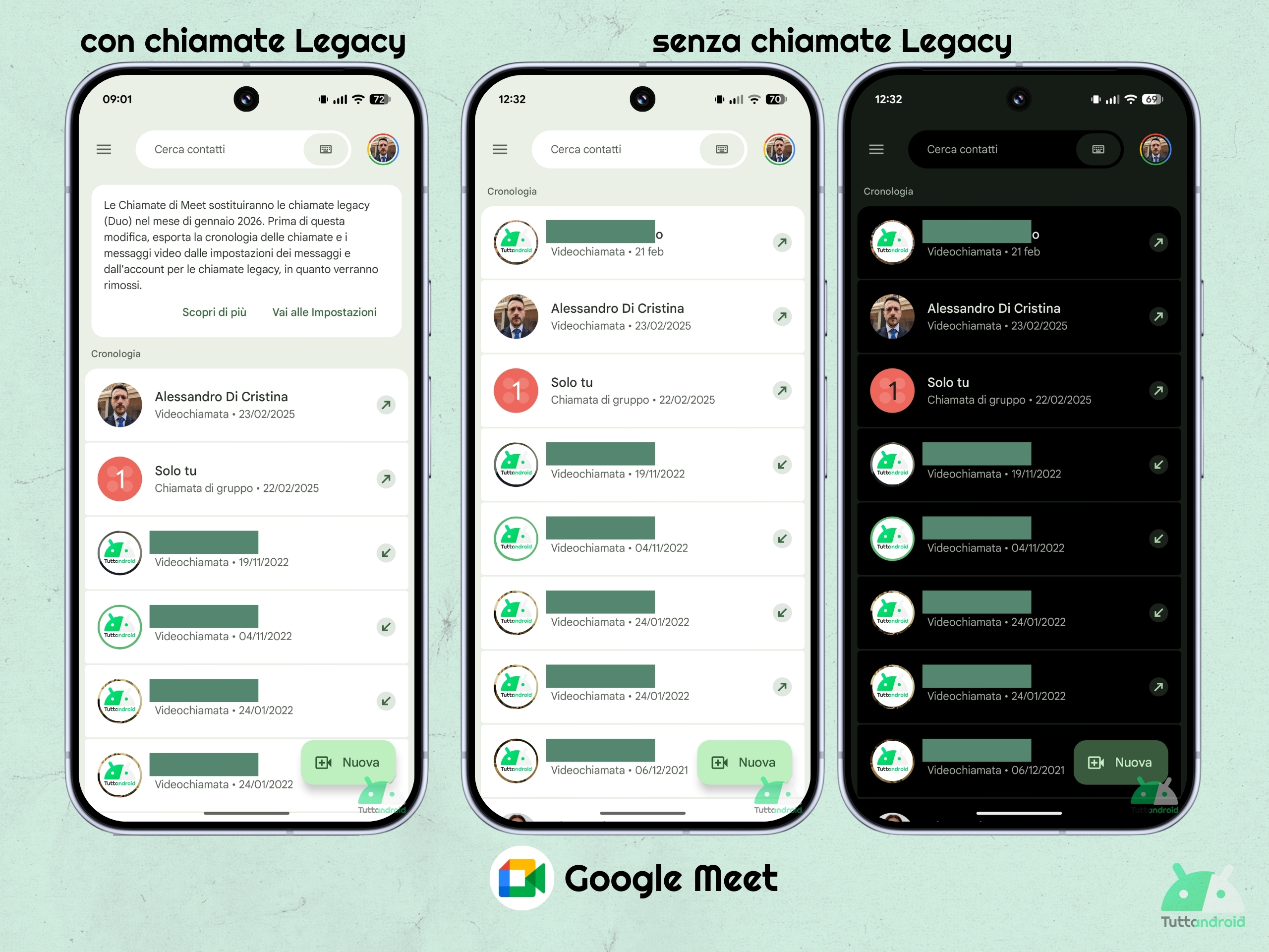 Google Meet - rimosse chiamate Legacy di Google Duo