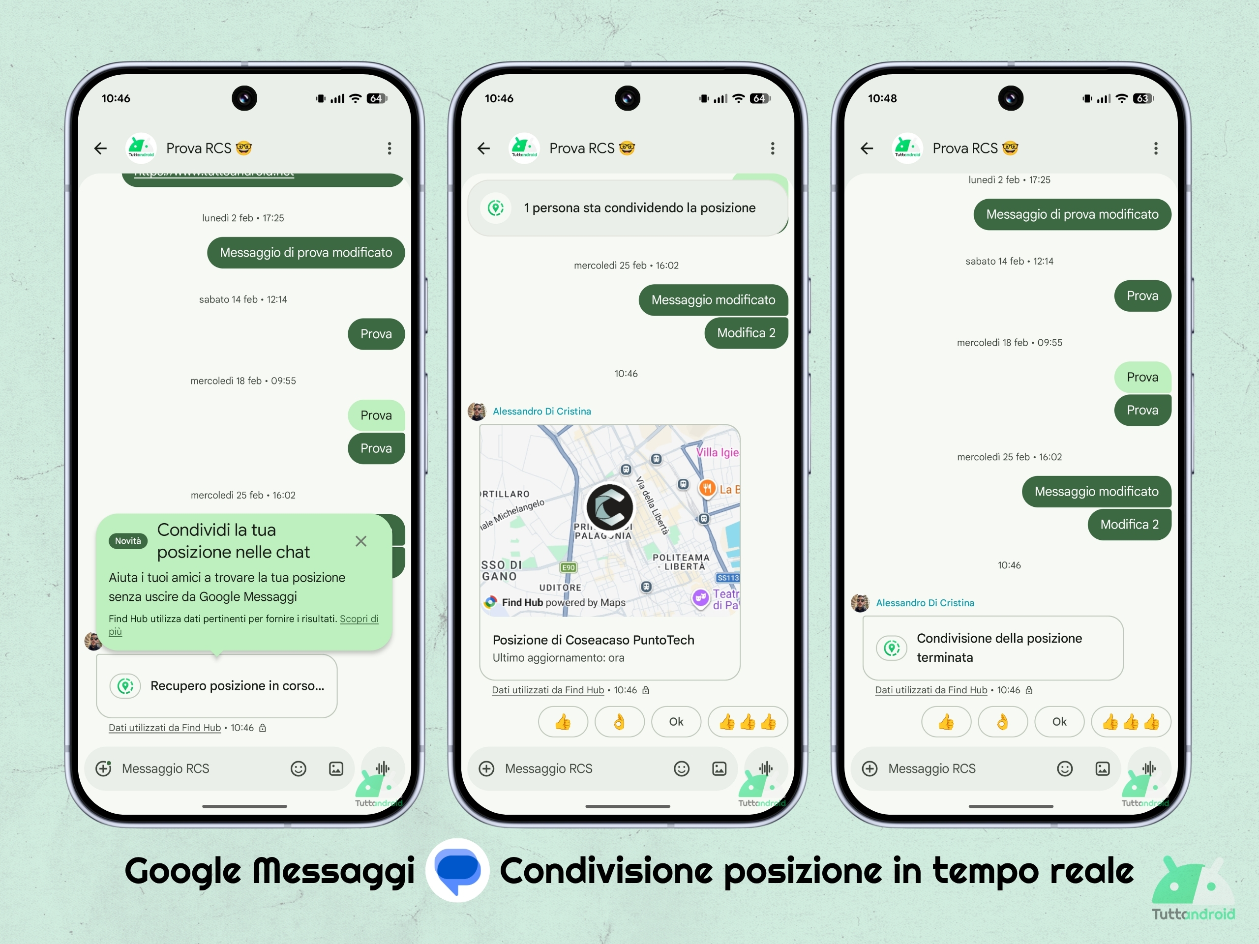 Google Messaggi v20260313 beta - Condivisione della posizione in tempo reale
