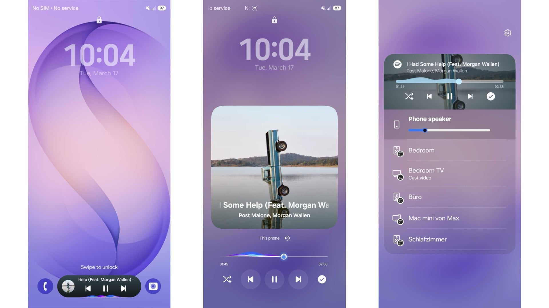 widge musicale rinnovato su One UI 9