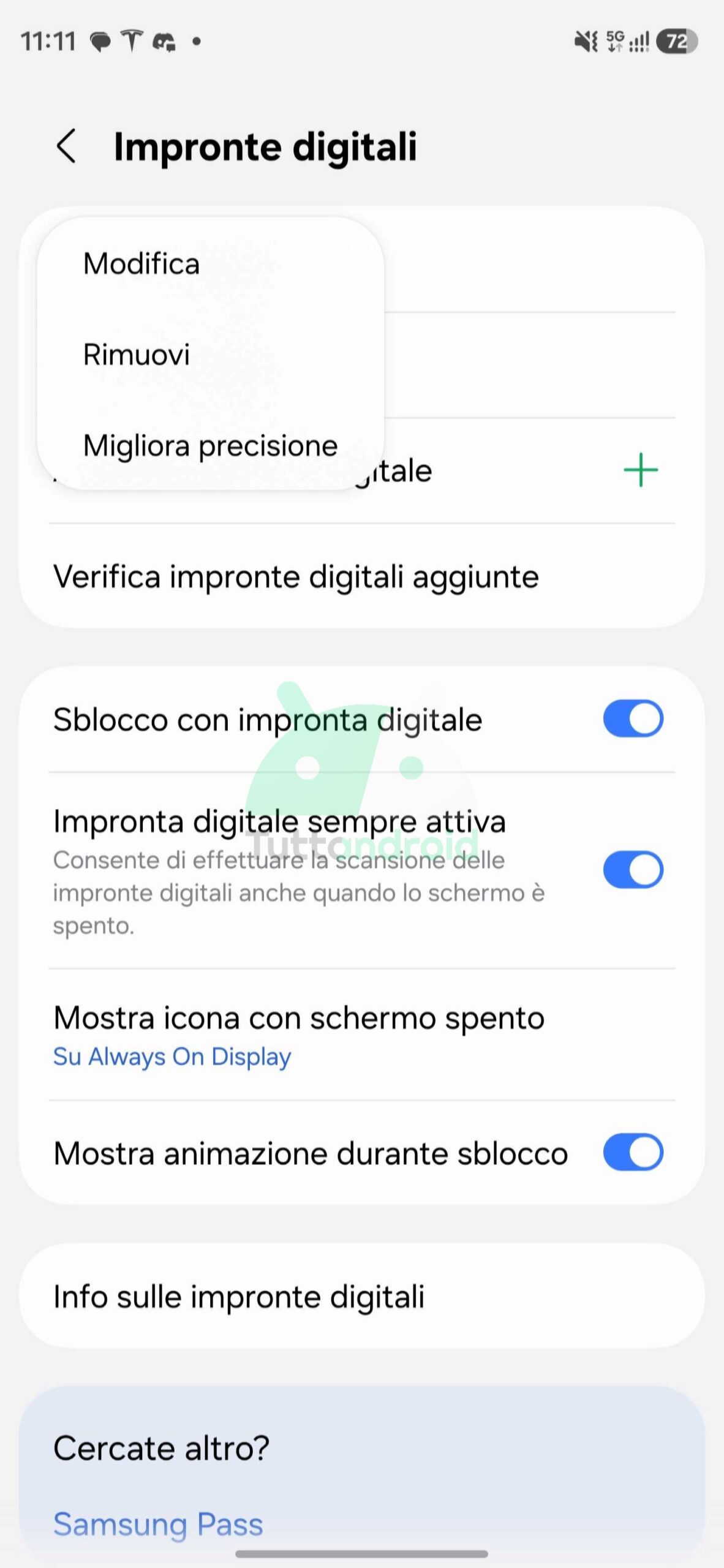 Migliora precisione impronte digitali su One UI 8.5