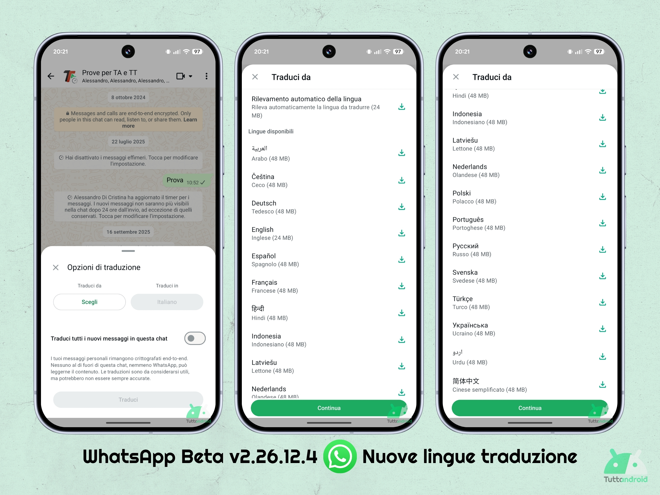 WhatsApp Beta v2.26.12.4 - Nuove lingue traduzione messaggi