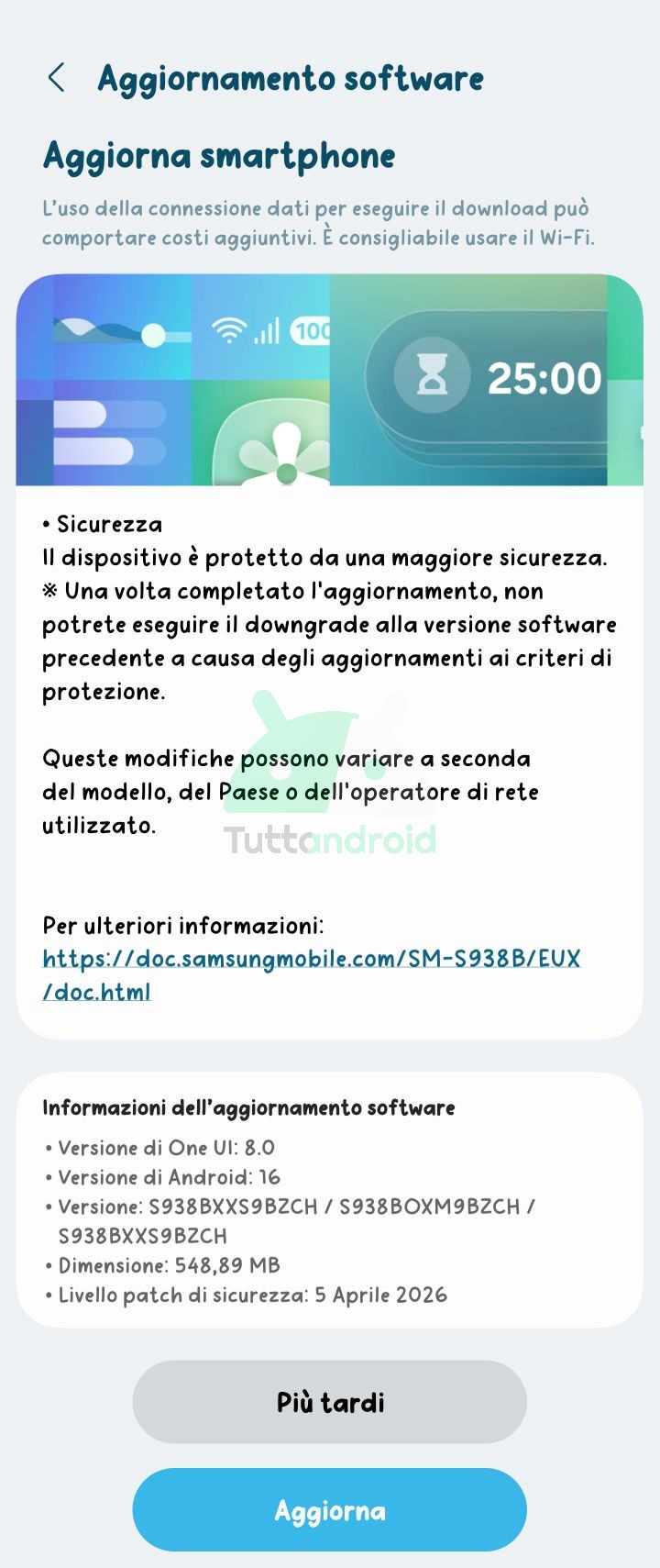aggiornamento Samsung Galaxy S25 Ultra patch di sicurezza di aprile 2026