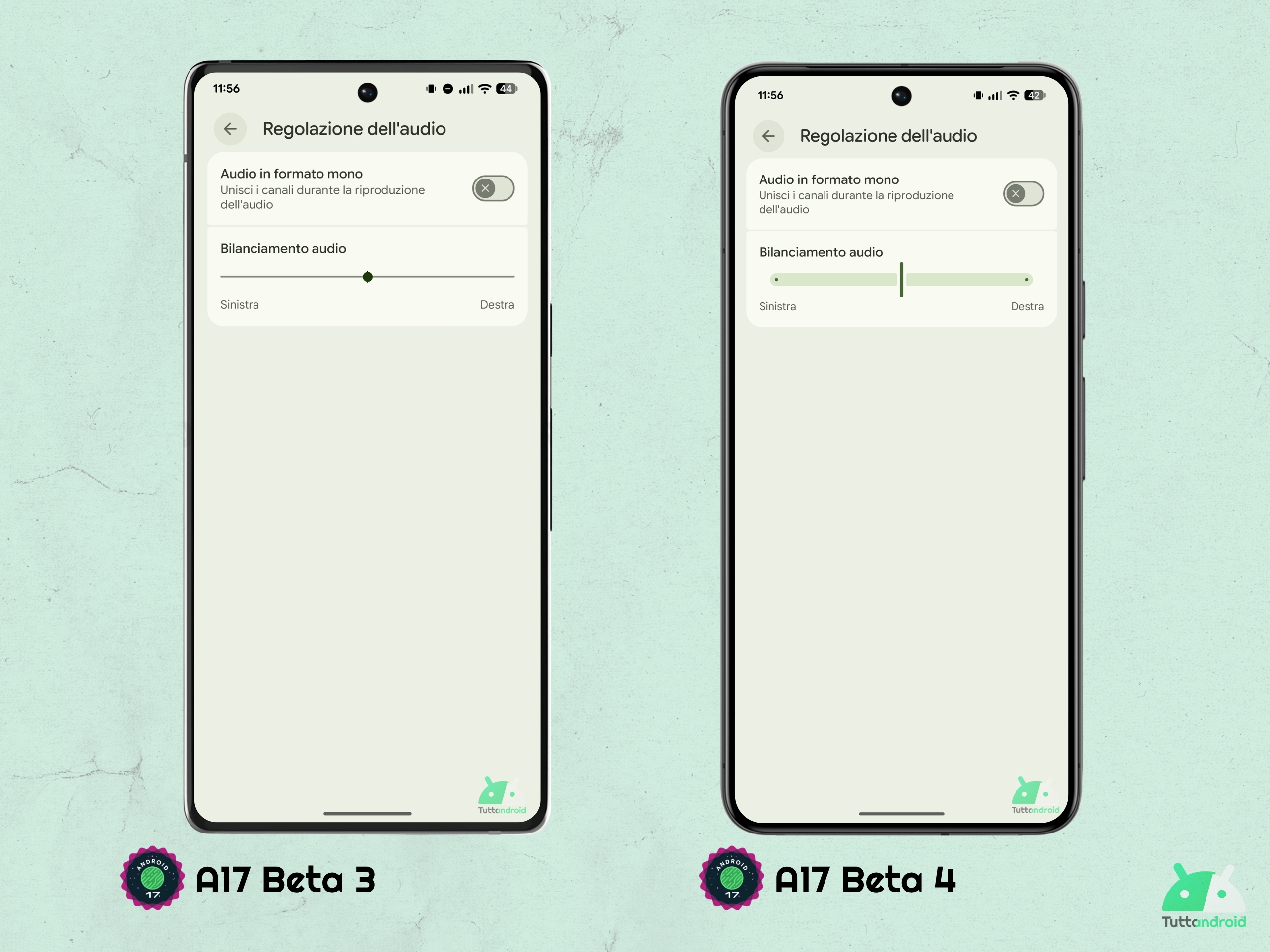 Android 17 - Beta 4 - Impostazioni - Accessibilità - Regolazione audio