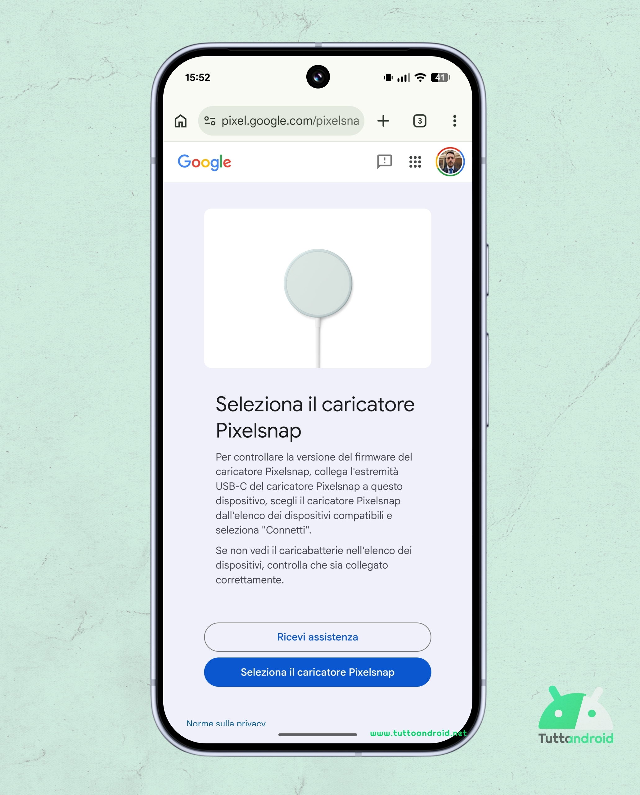 Google - Caricabatterie Pixelsnap - Home page sito aggiornamenti firmware