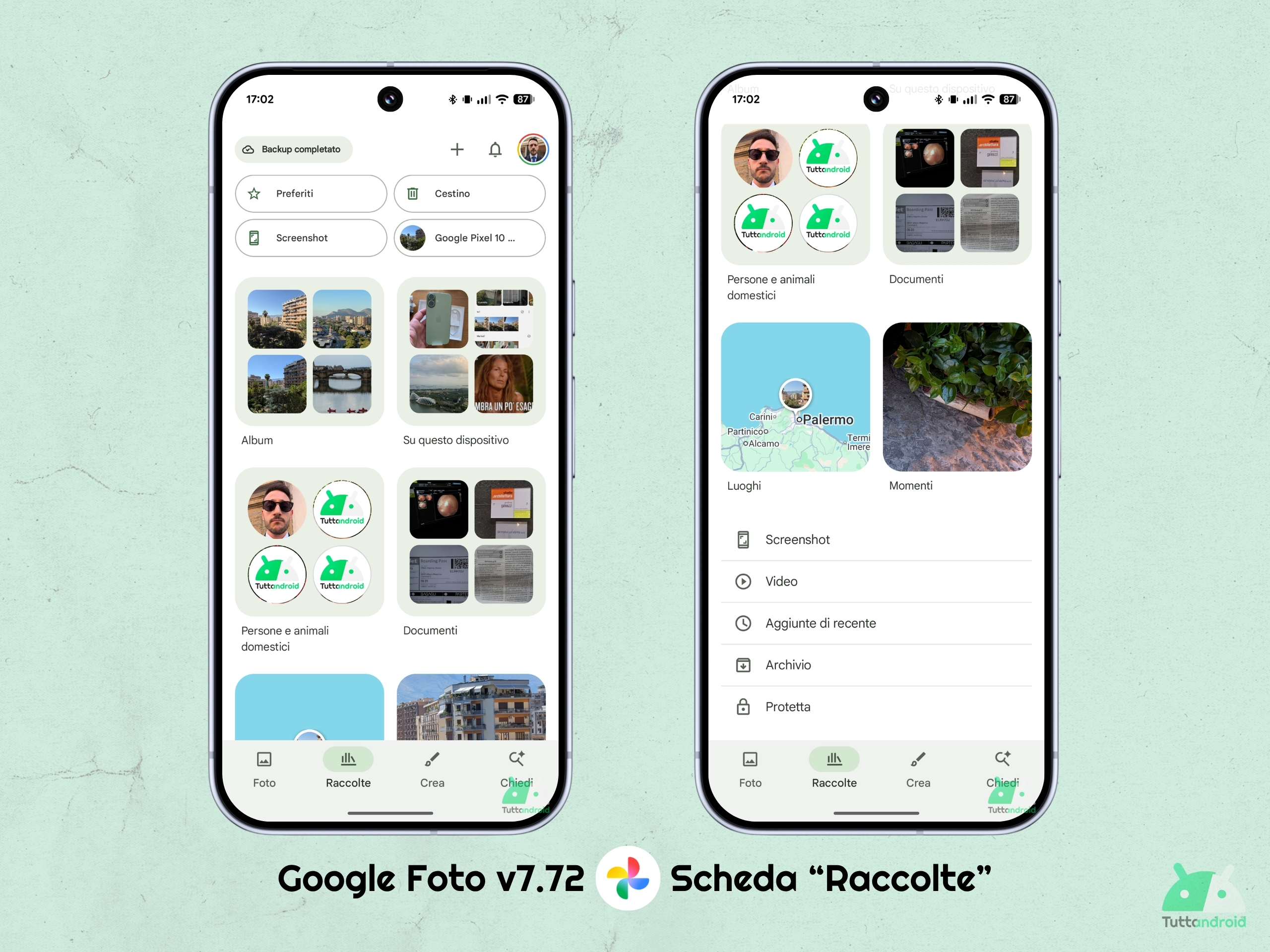 Google Foto v7.72 - Scheda Raccolte - UI attuale