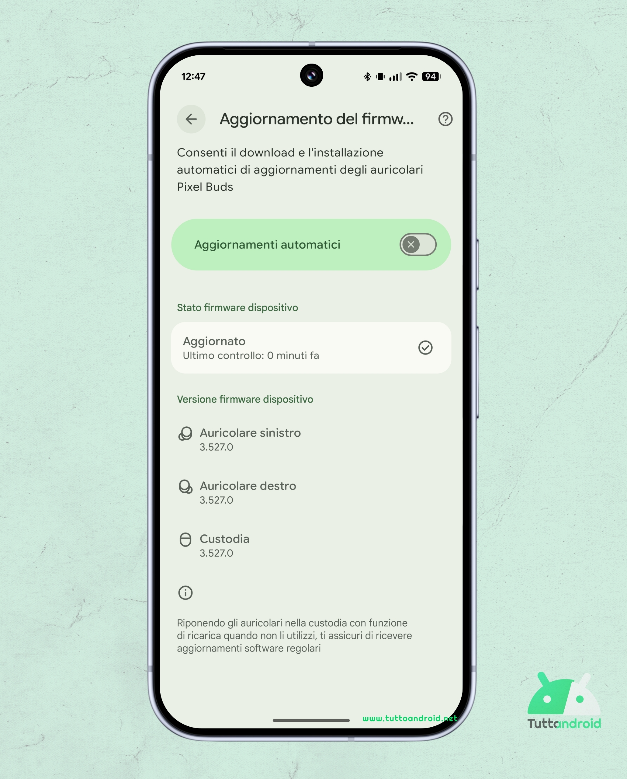 Google Pixel Buds A-Series - aggiornamento v3.527.0 - febbraio 2023
