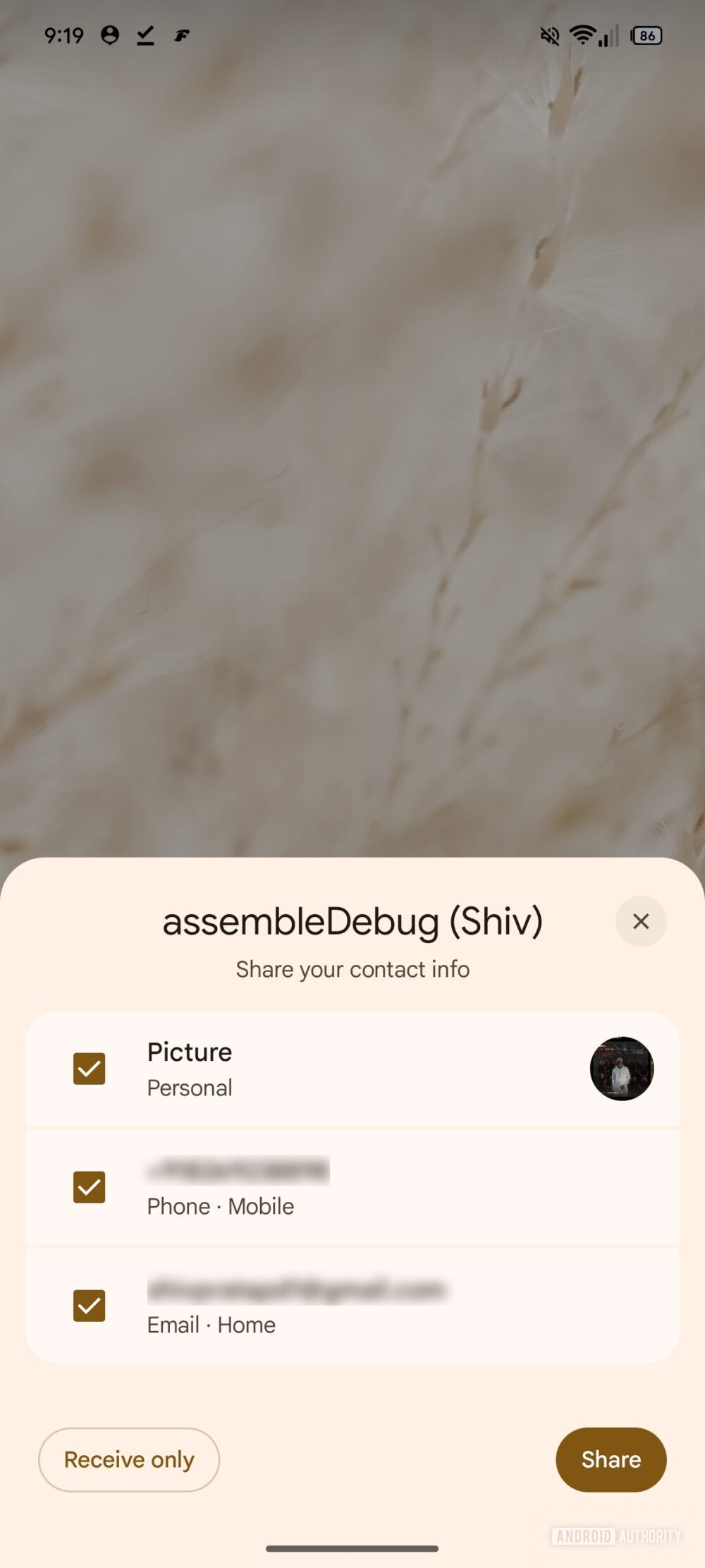 Google Play Services v26.15.31 beta - Quick Share - Tap to Share - condivisione info contatto AA