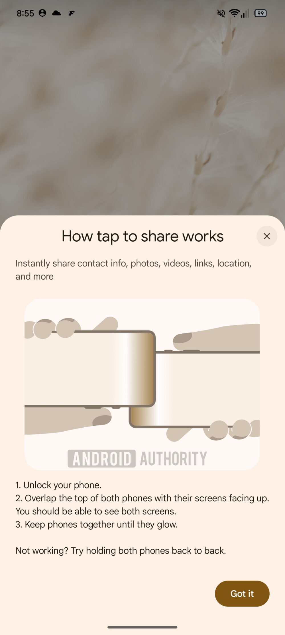 Google Play Services v26.15.31 beta - Quick Share - Tap to Share onboarding AA