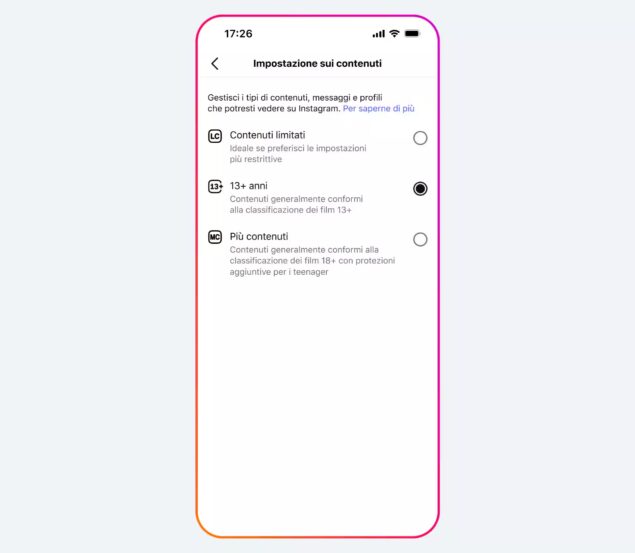 impostazione sui contenuti