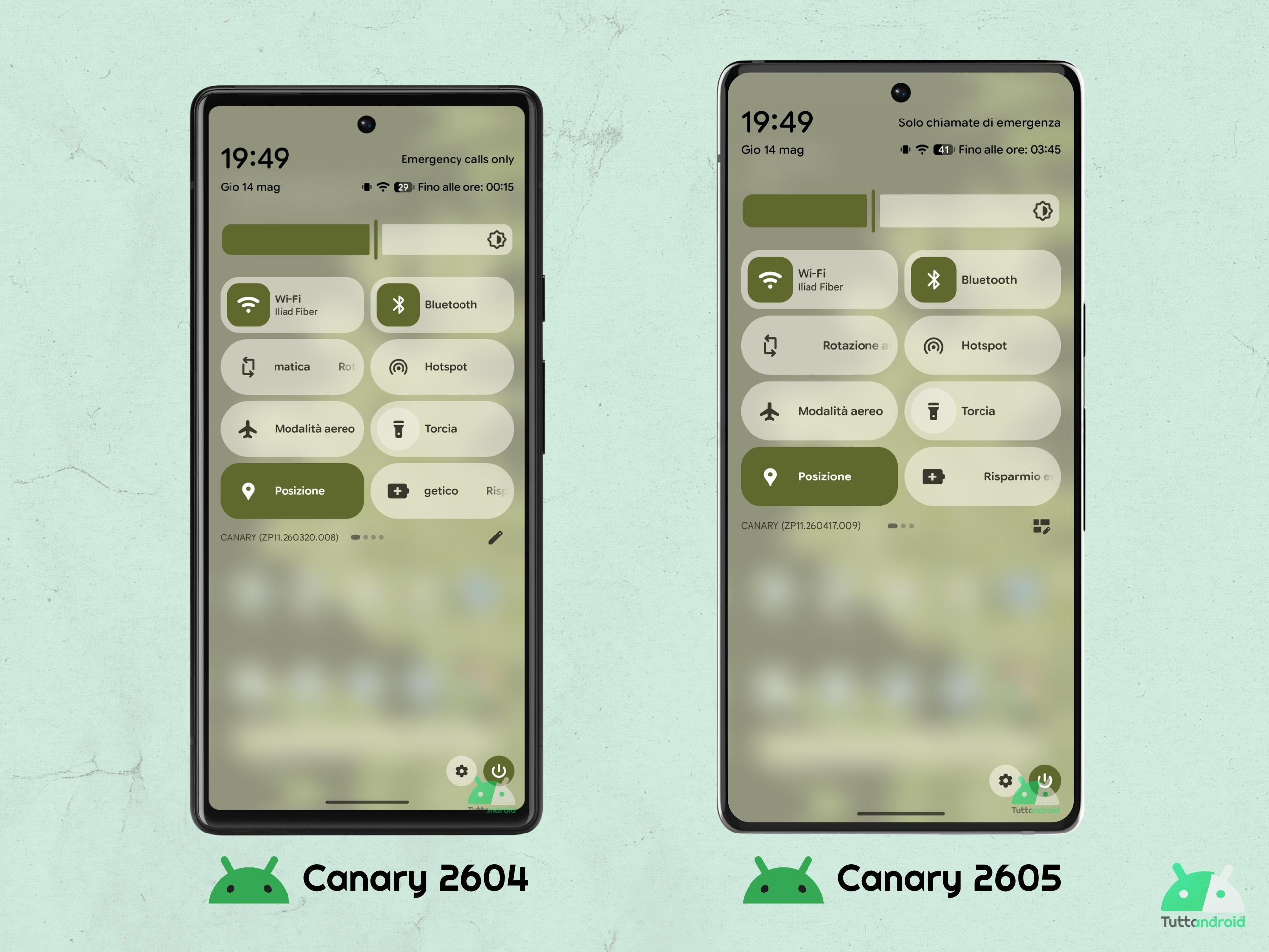 Android CANARY 2605 - Pannello riquadri rapidi - Tasto modifica