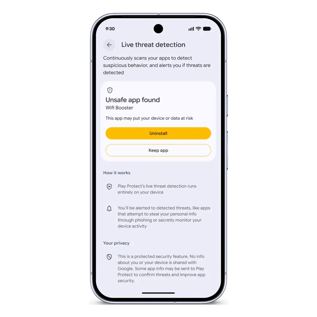 Android - Sicurezza e privacy - maggio 2026 - Rilevamento minacce in tempo reale
