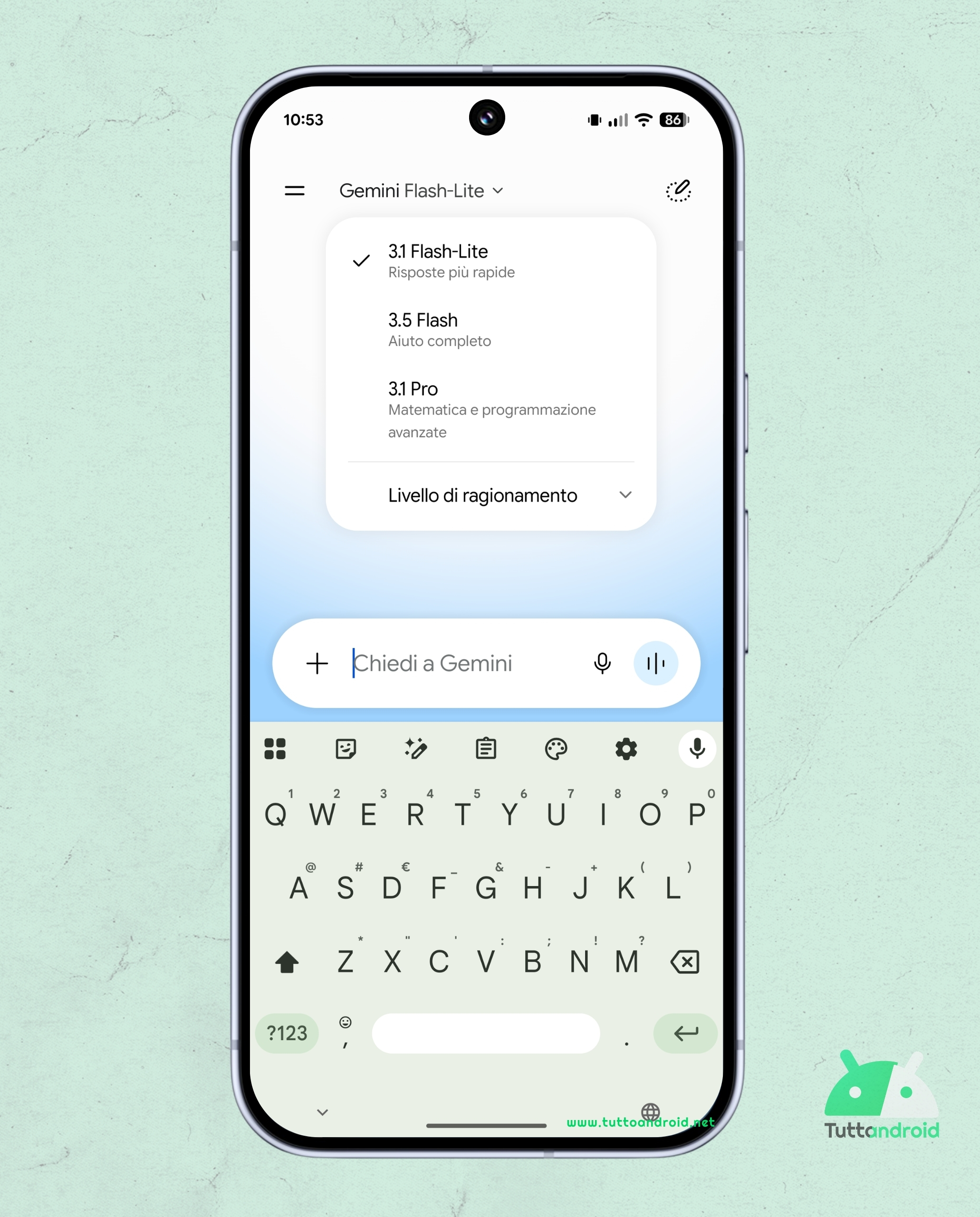 App Gemini - disponibile modello 3.5 Flash