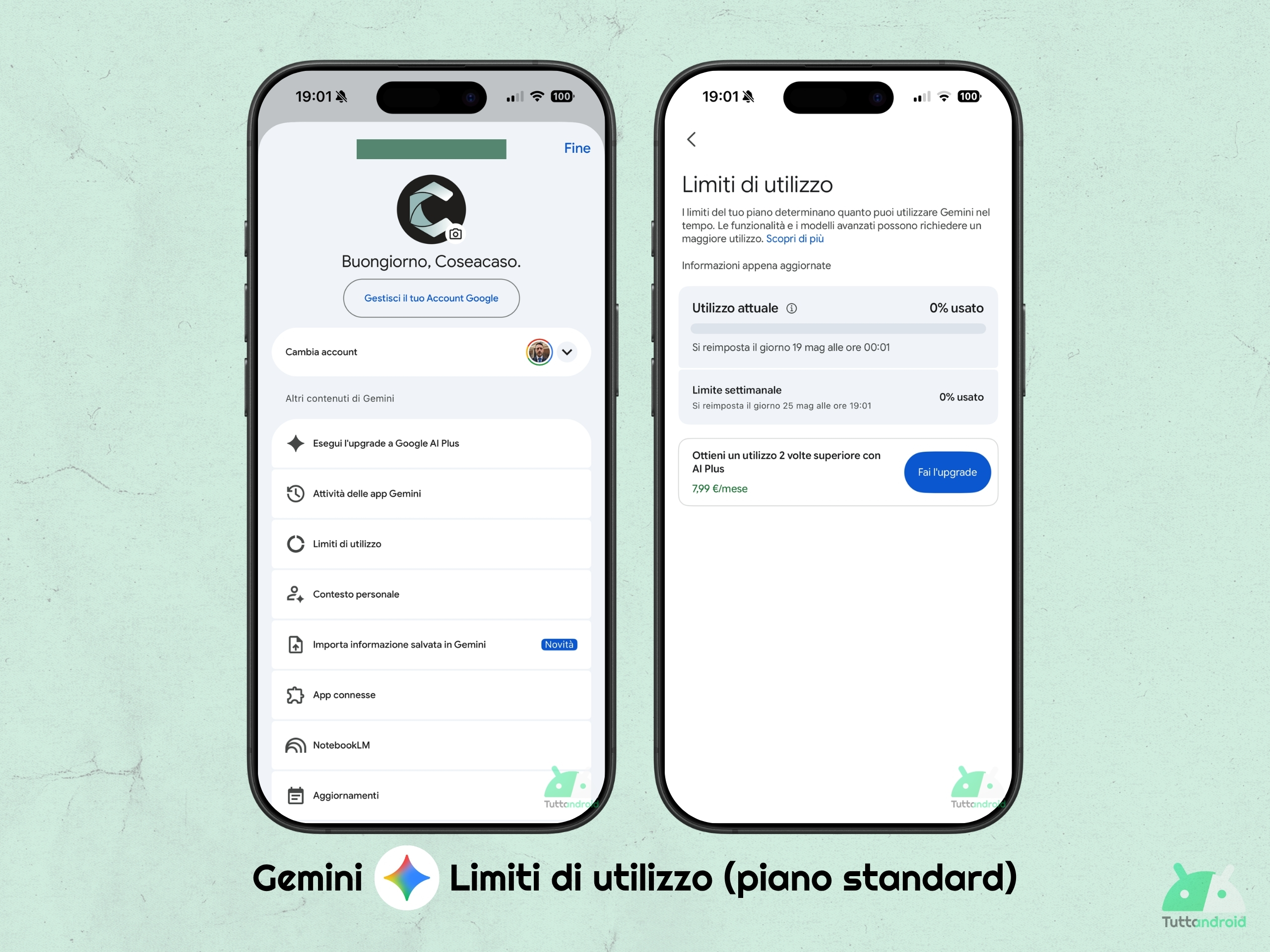 App Gemini - piano standard - Limiti di utilizzo