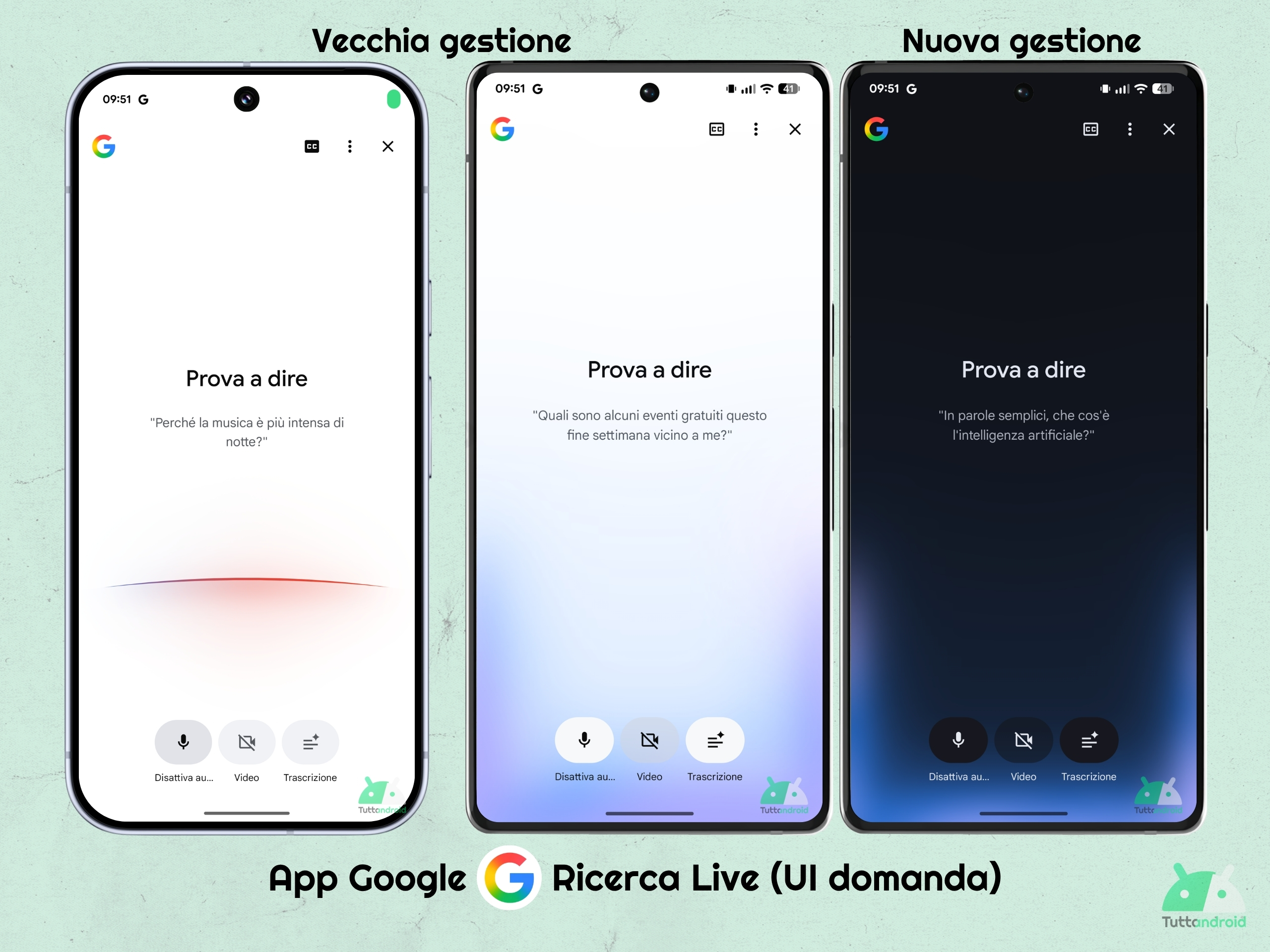 App Google - Ricerca Live - Nuova UI maggio 2026 - domanda